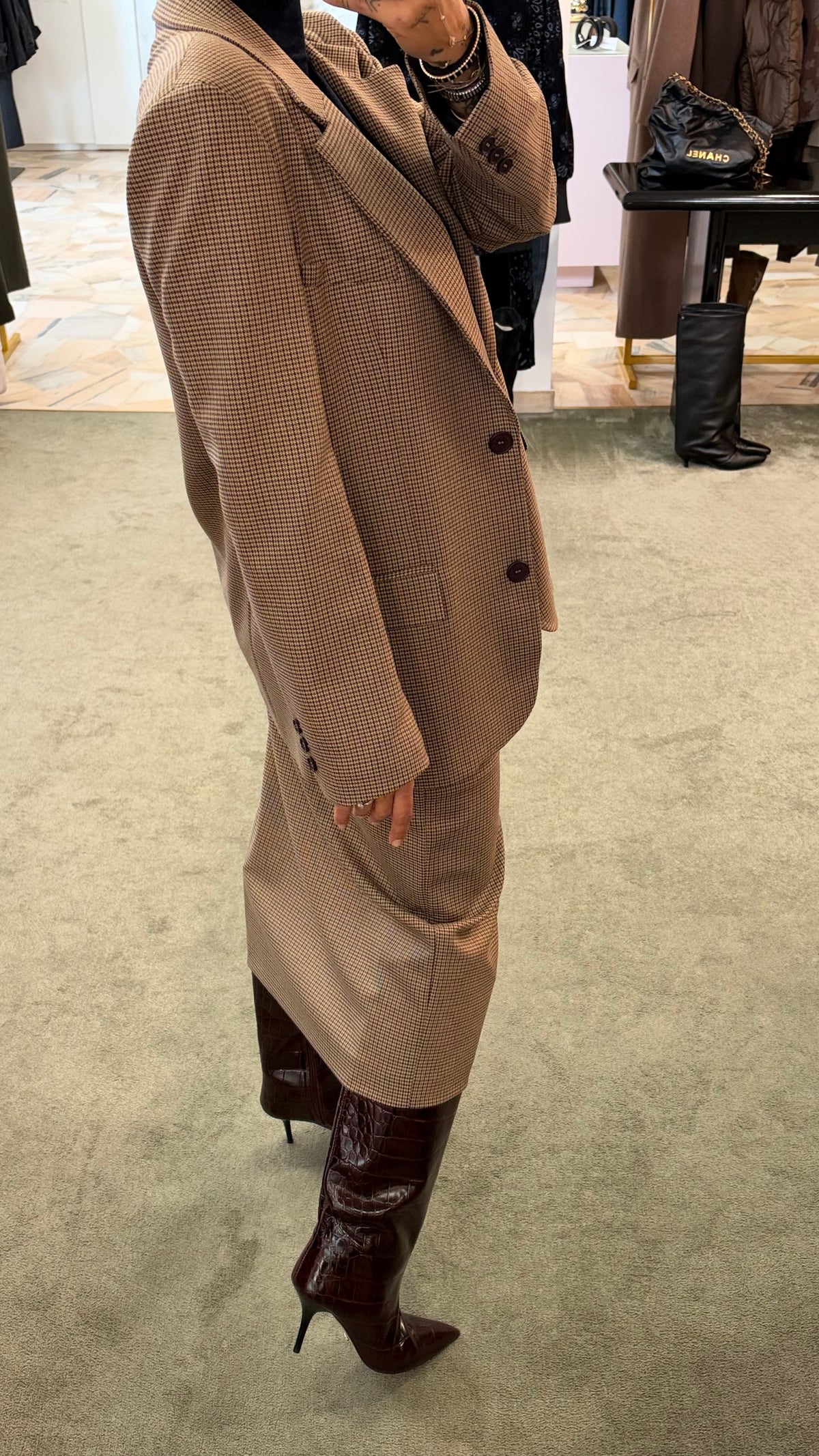 Blazer check marrone Mar de Margaritas monopetto
