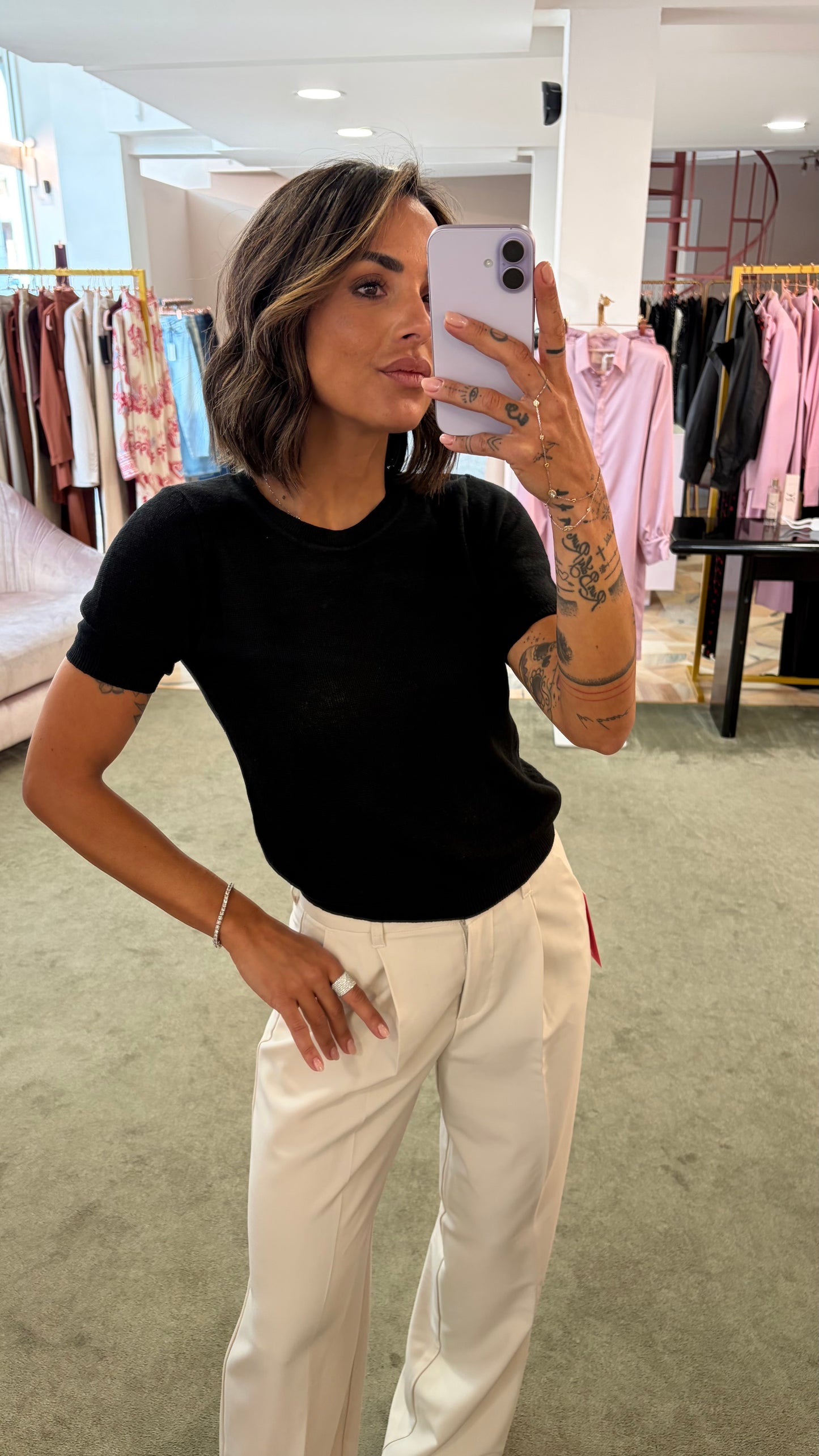 Maglia girocollo nera manica corta glp