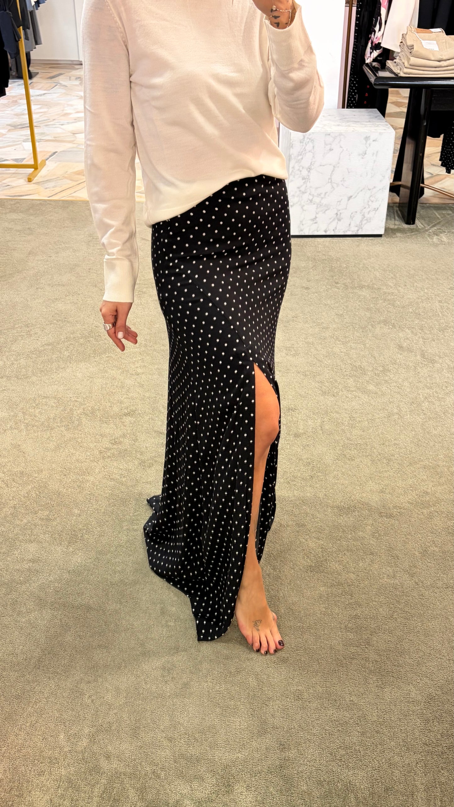 Gonna lunga anita MAR DE MARGARITAS nera a pois con spacco