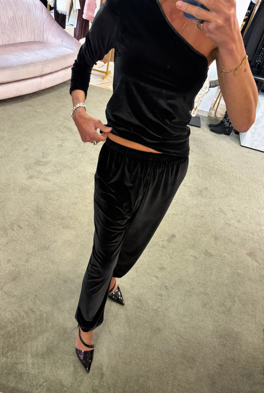 Pantaloni joggers neri in velluto mq