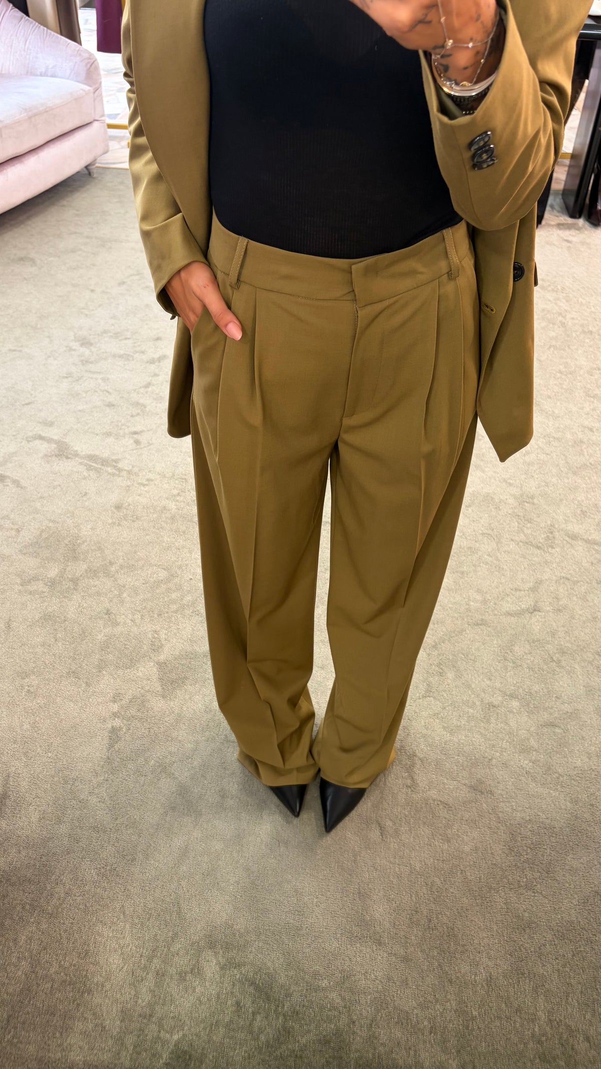 Pantaloni verdi oliva wide leg Actualee