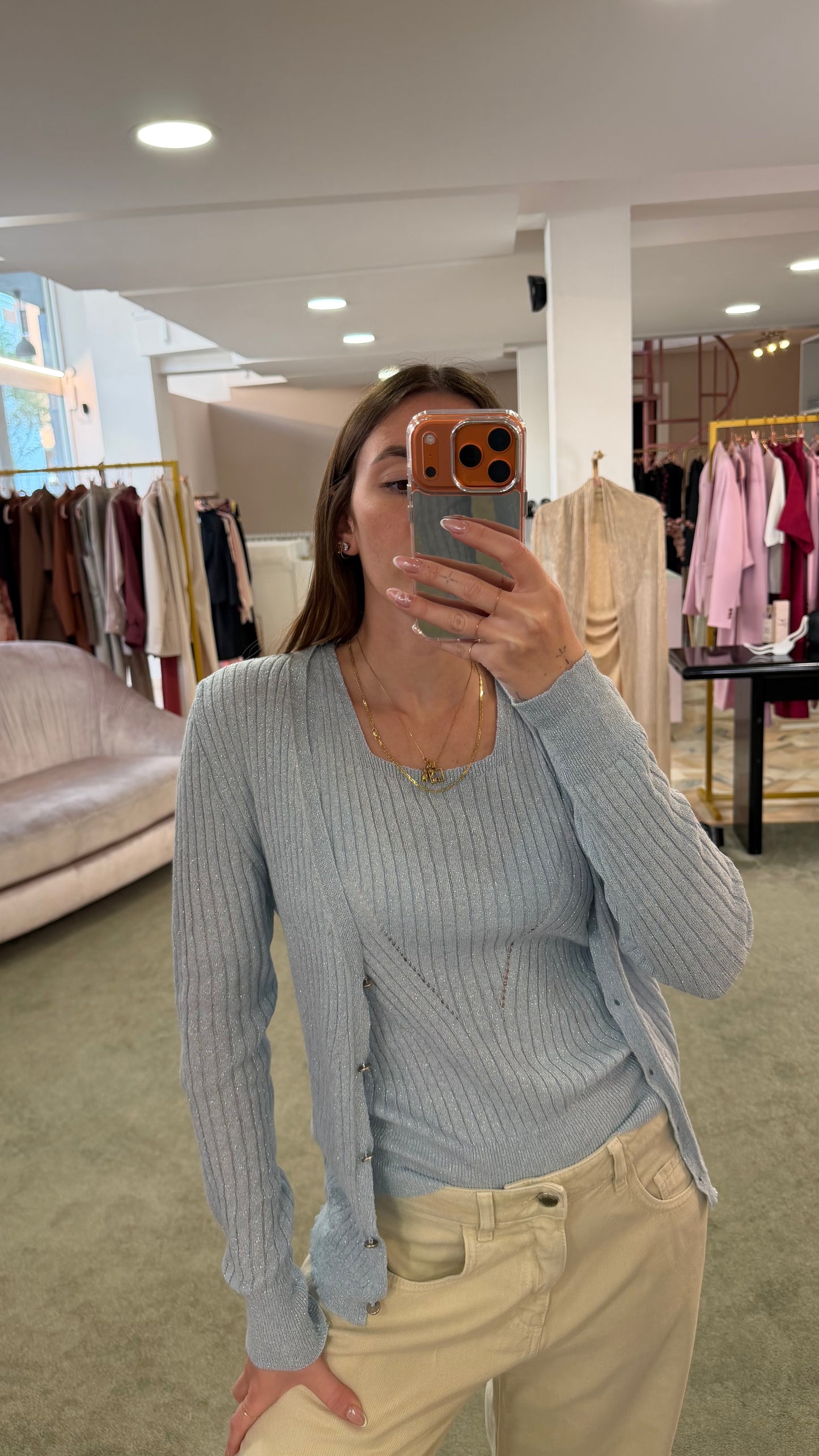 Cardigan azzurro lurex glp