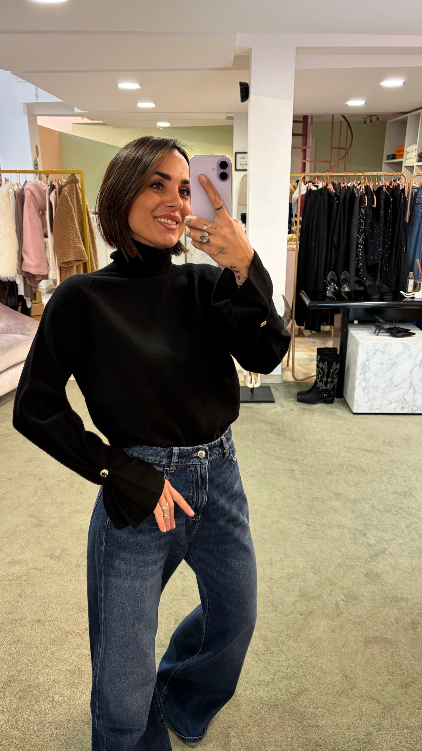 Dolcevita nero manica a calla fr