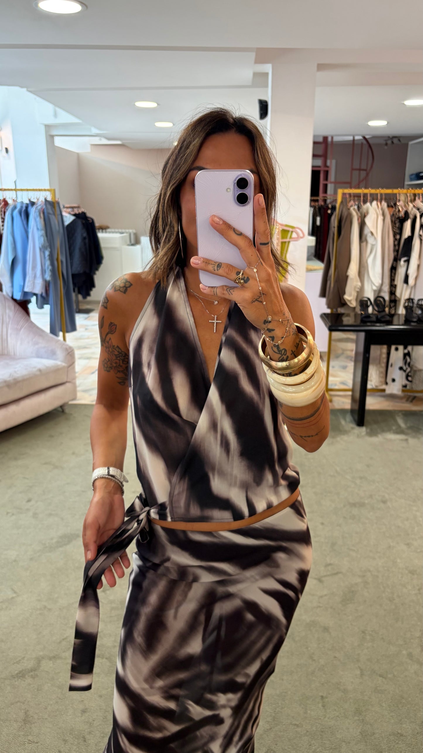 Top debbie MAR DE MARGARITAS nero tie-dye
