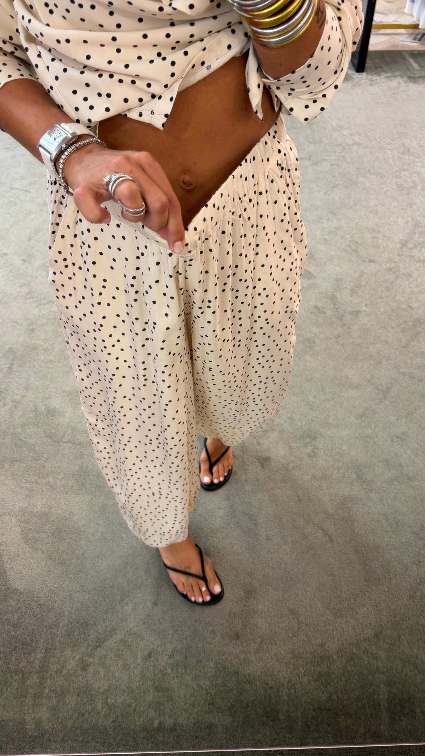 Pantaloni balloon panna a pois in viscosa sy