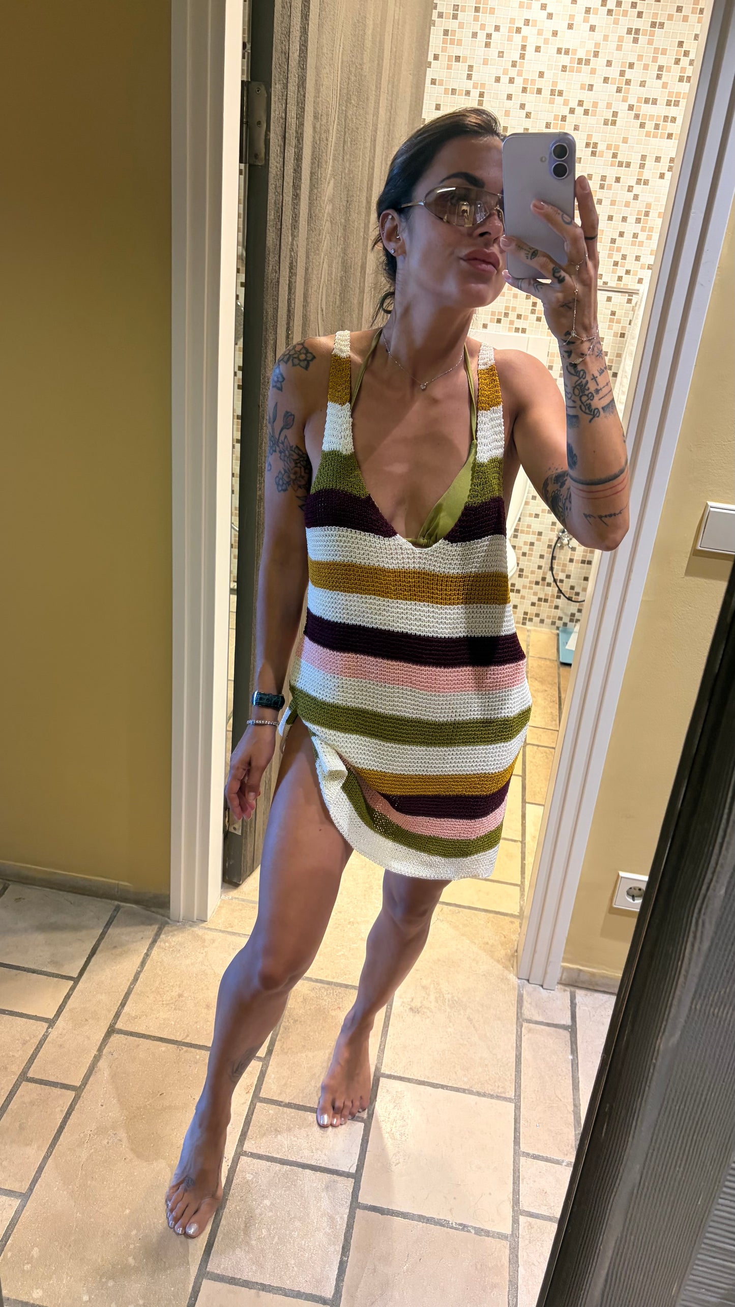 Abito multicolor a righe in maglia Me Fui