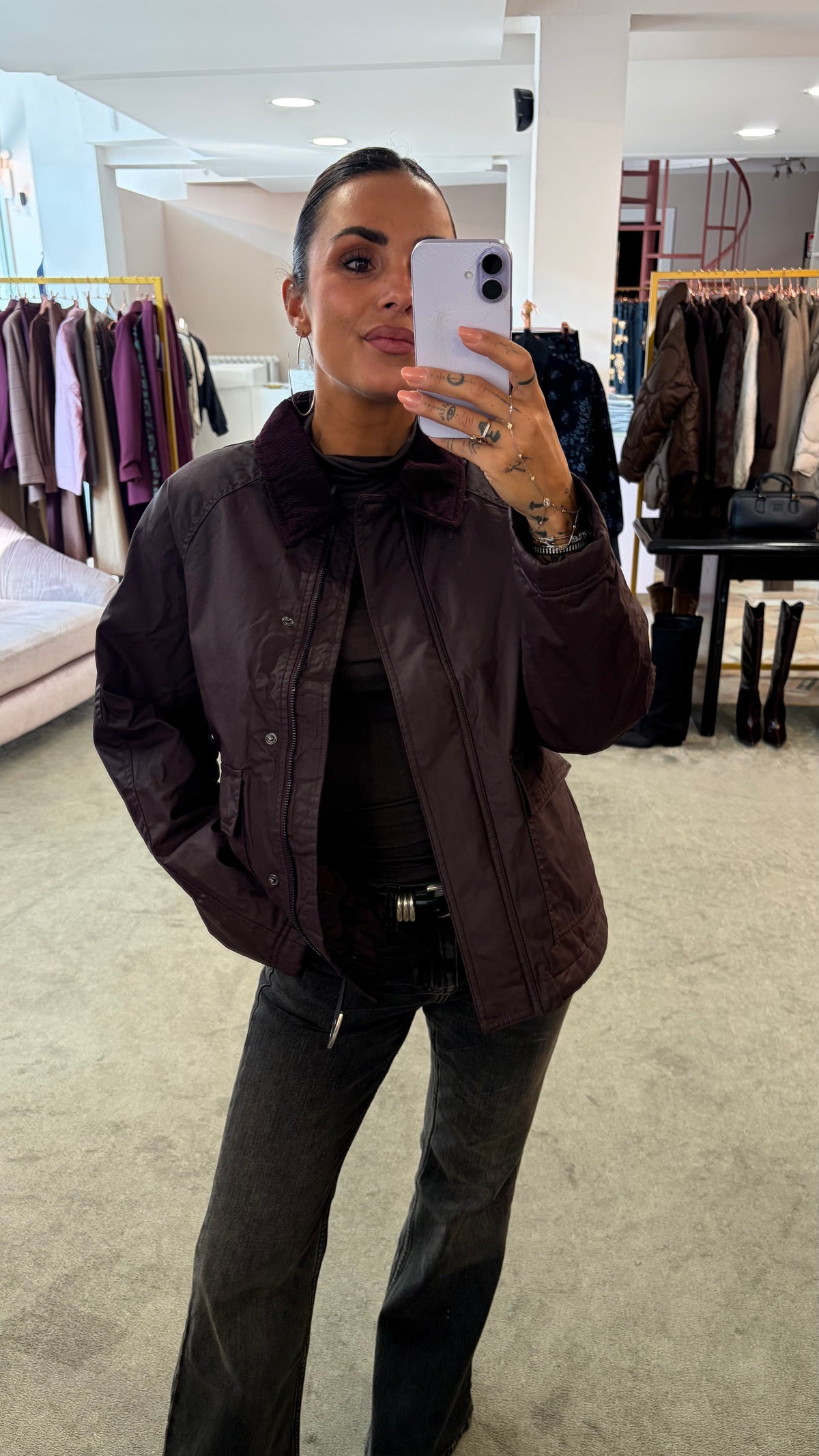 Giacca simil barbour bordeaux sy