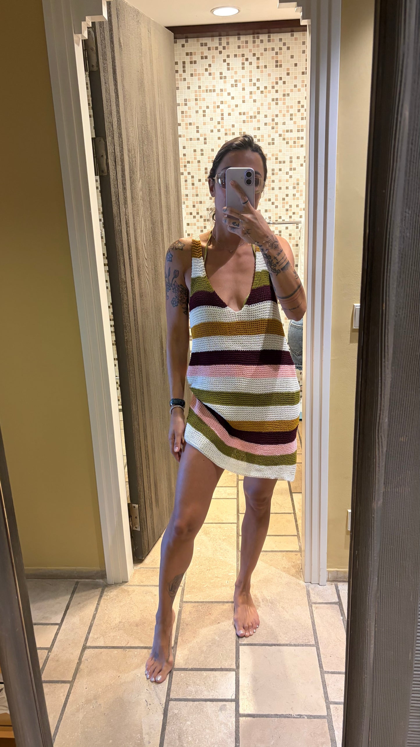 Abito multicolor a righe in maglia Me Fui