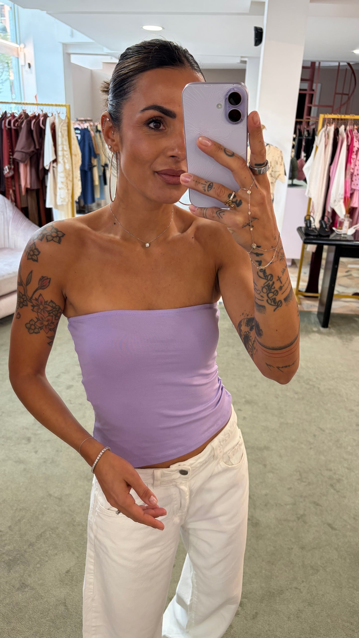 Top a fascia lilla jx