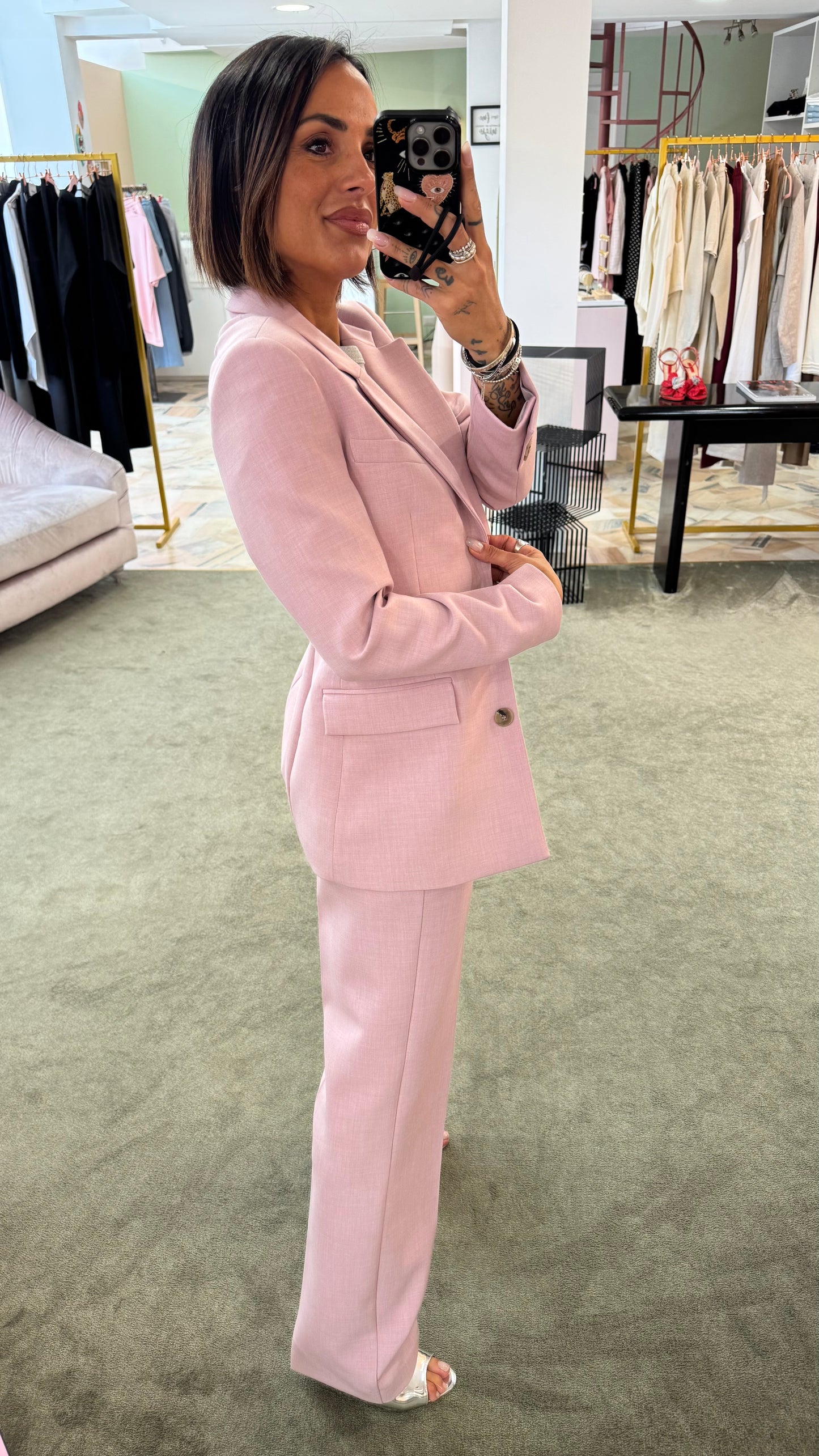 Blazer rosa malva melange dritto sl