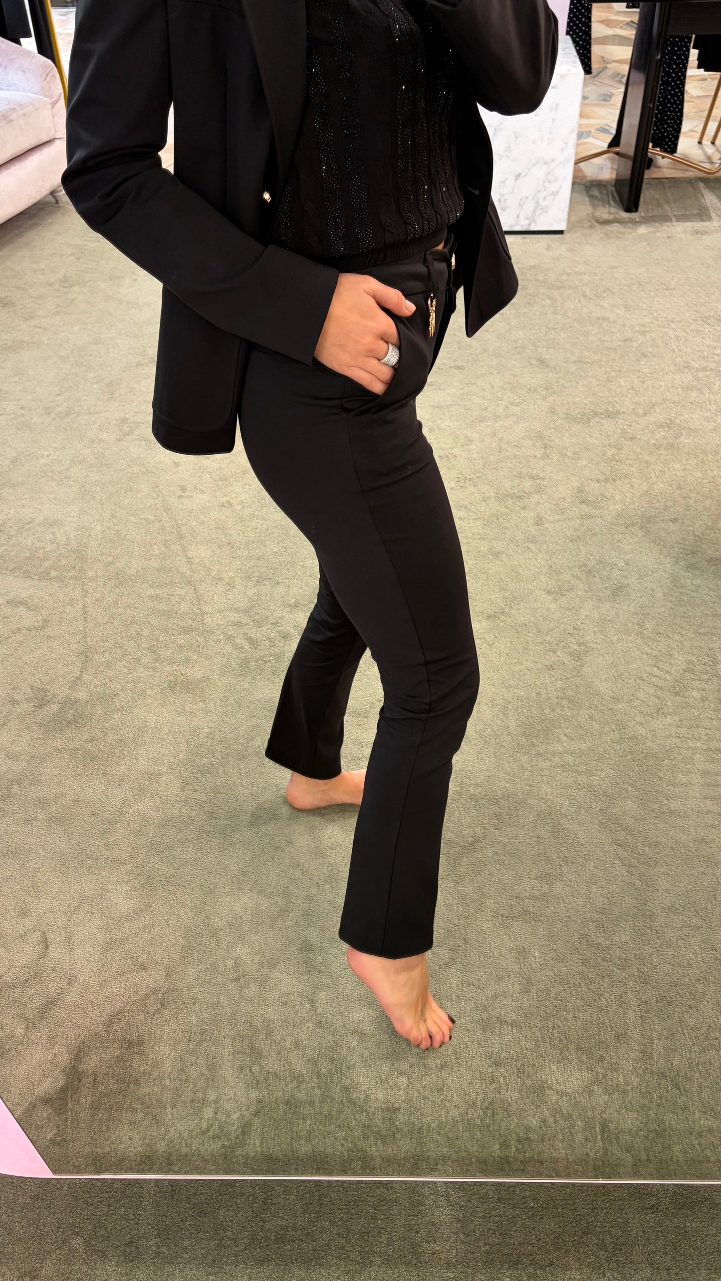 Pantaloni neri sigaretta punto milano fr pe26