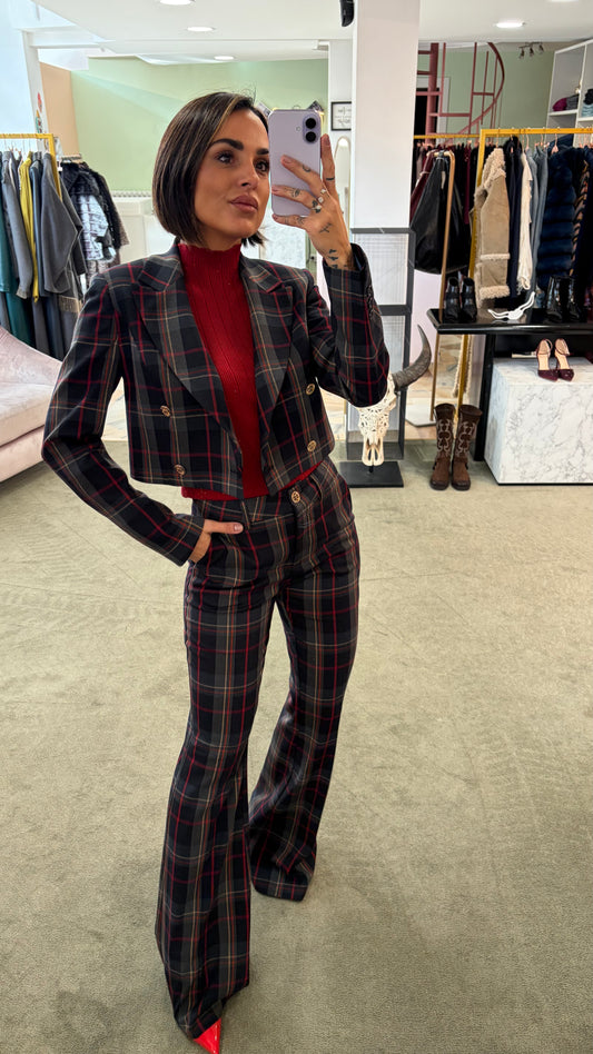 Pantaloni check scozzese bootcut fr