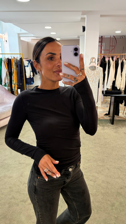 Maglia kim nera maniche lunghe in tencel sl