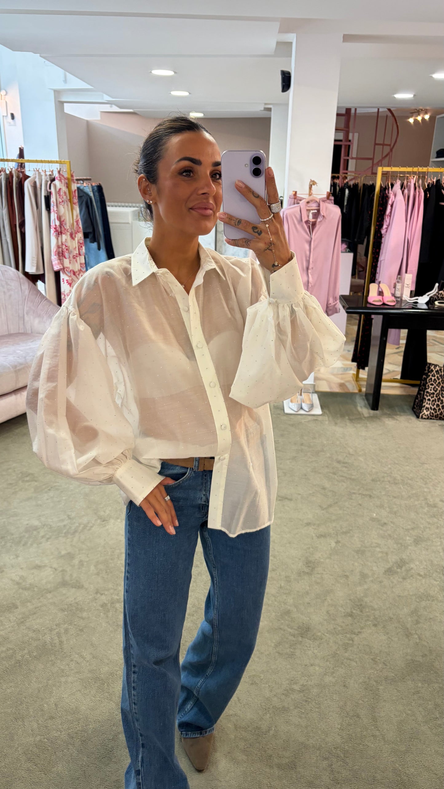 Camicia bianco con cristalli Actualee