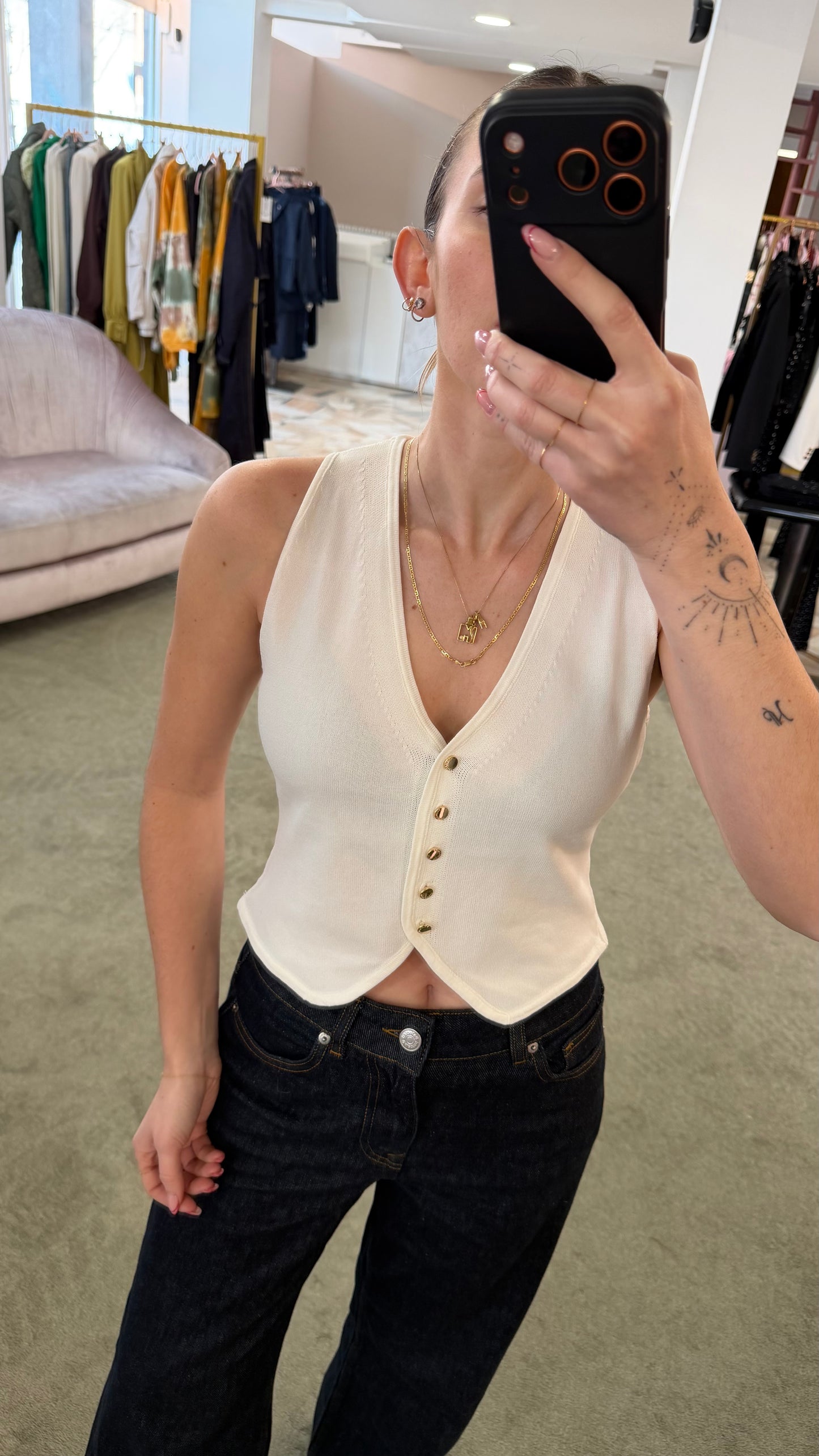 Gilet bianco in viscosa fr