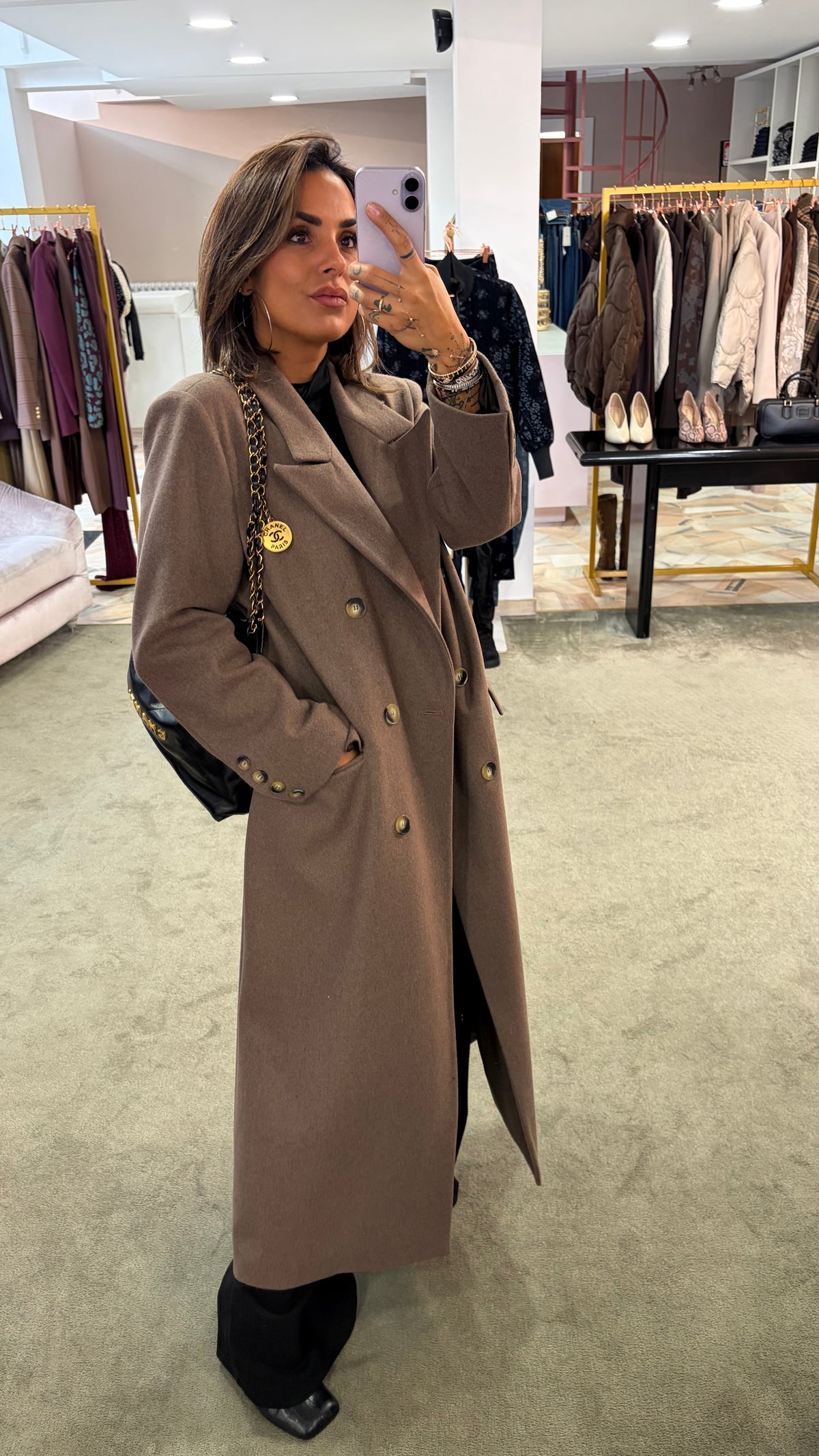 Cappotto lungo tortora doppiopetto Actualee