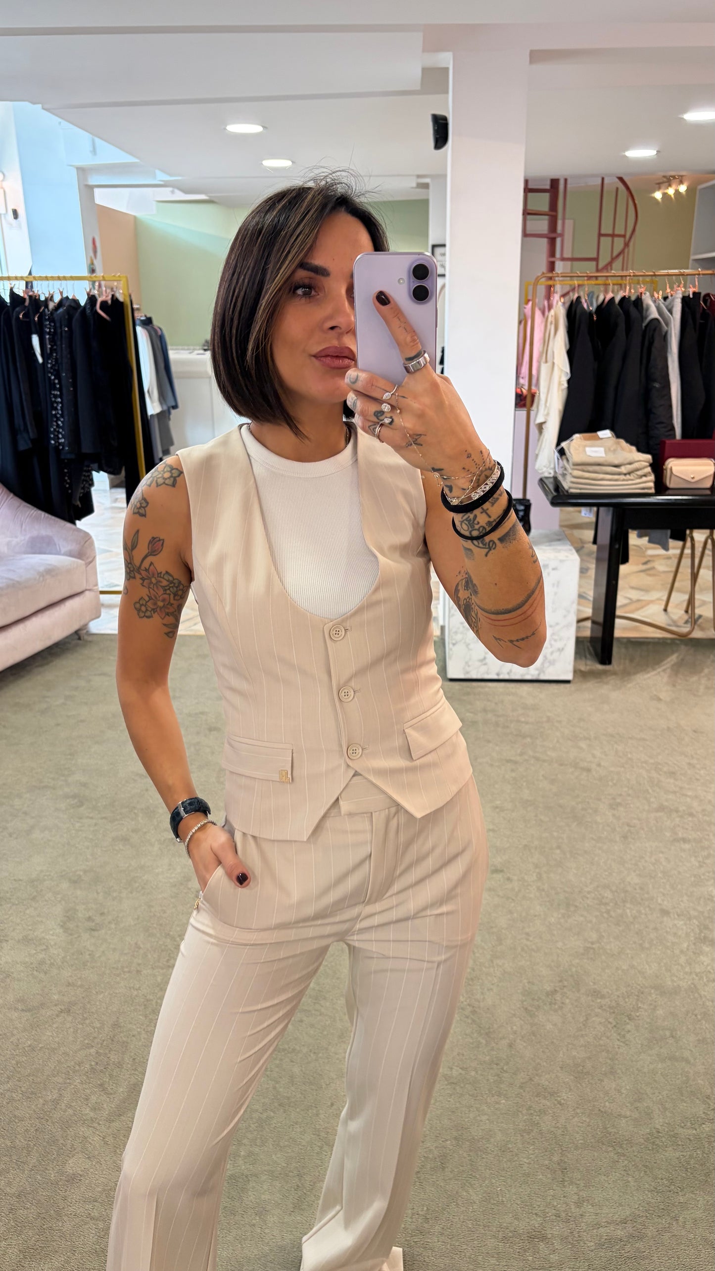 Gilet beige Hinnominate gessato