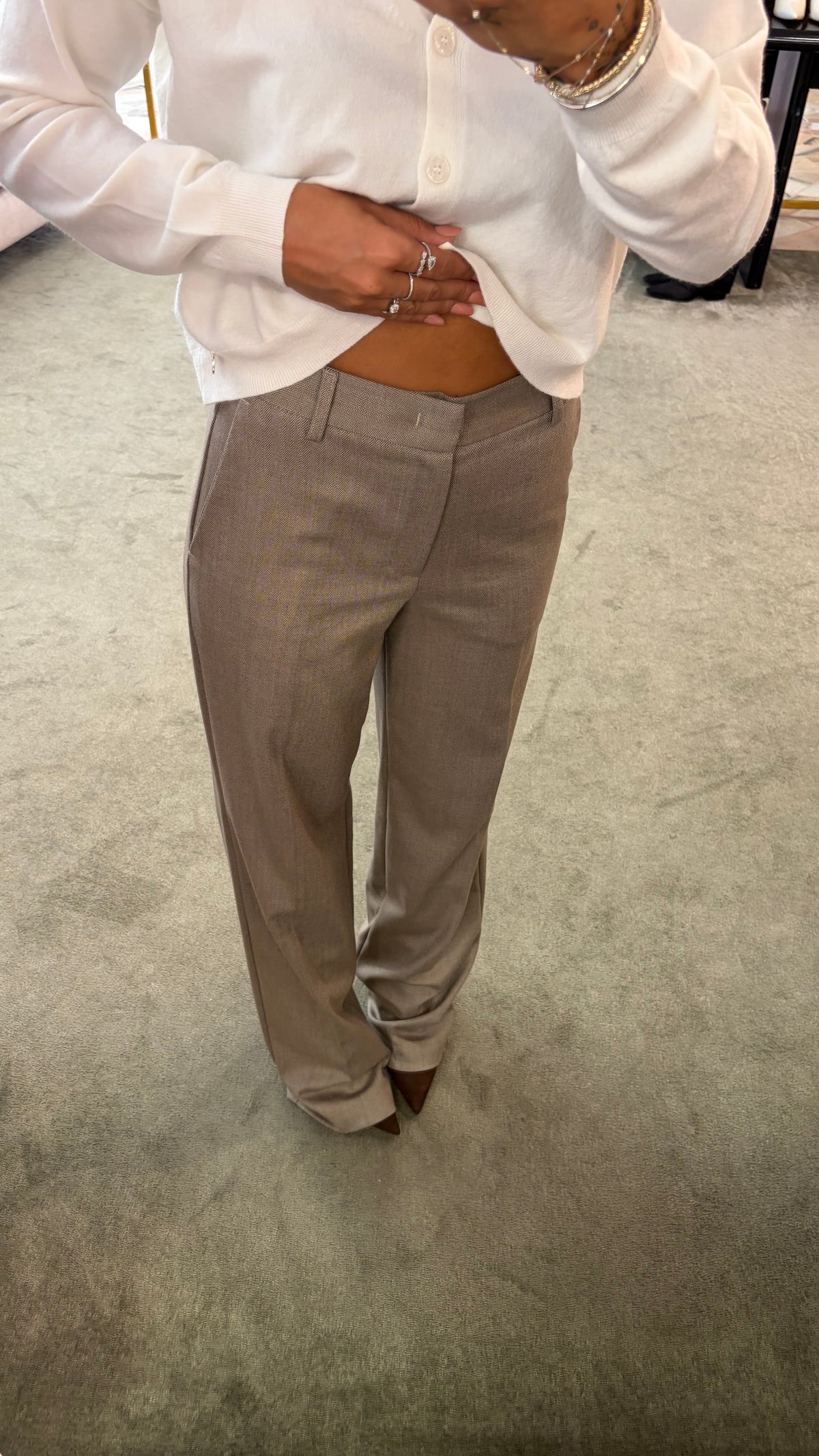 Pantaloni spigati tortora Mar de Margaritas