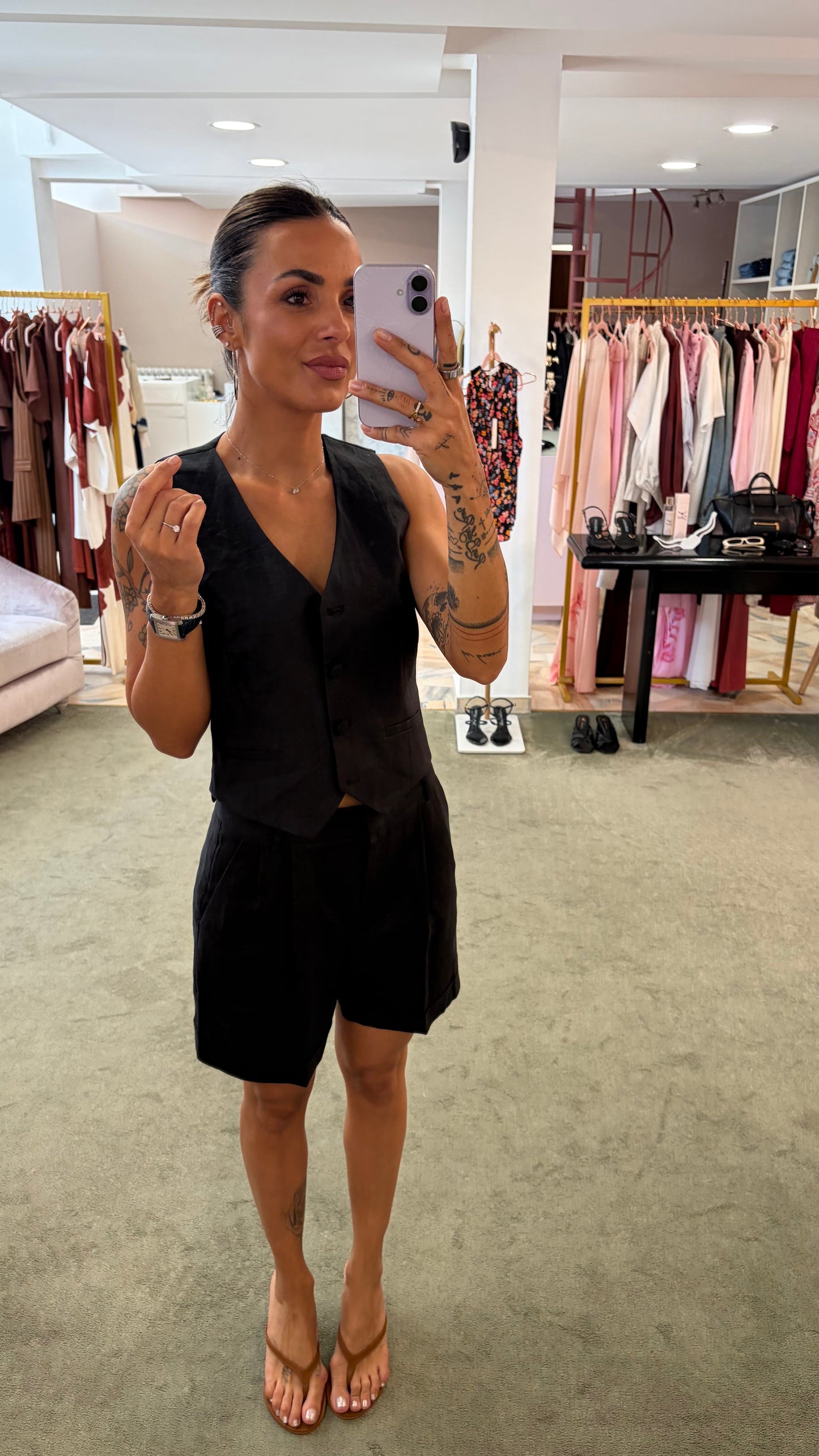 Shorts nero in lino Actualee