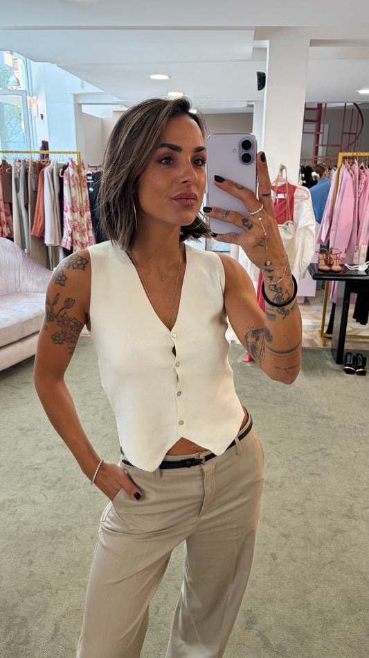 Gilet bianco retro traforato bj