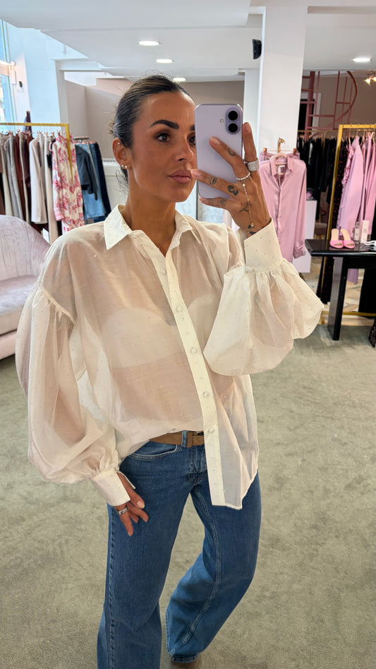 Camicia bianco con cristalli Actualee