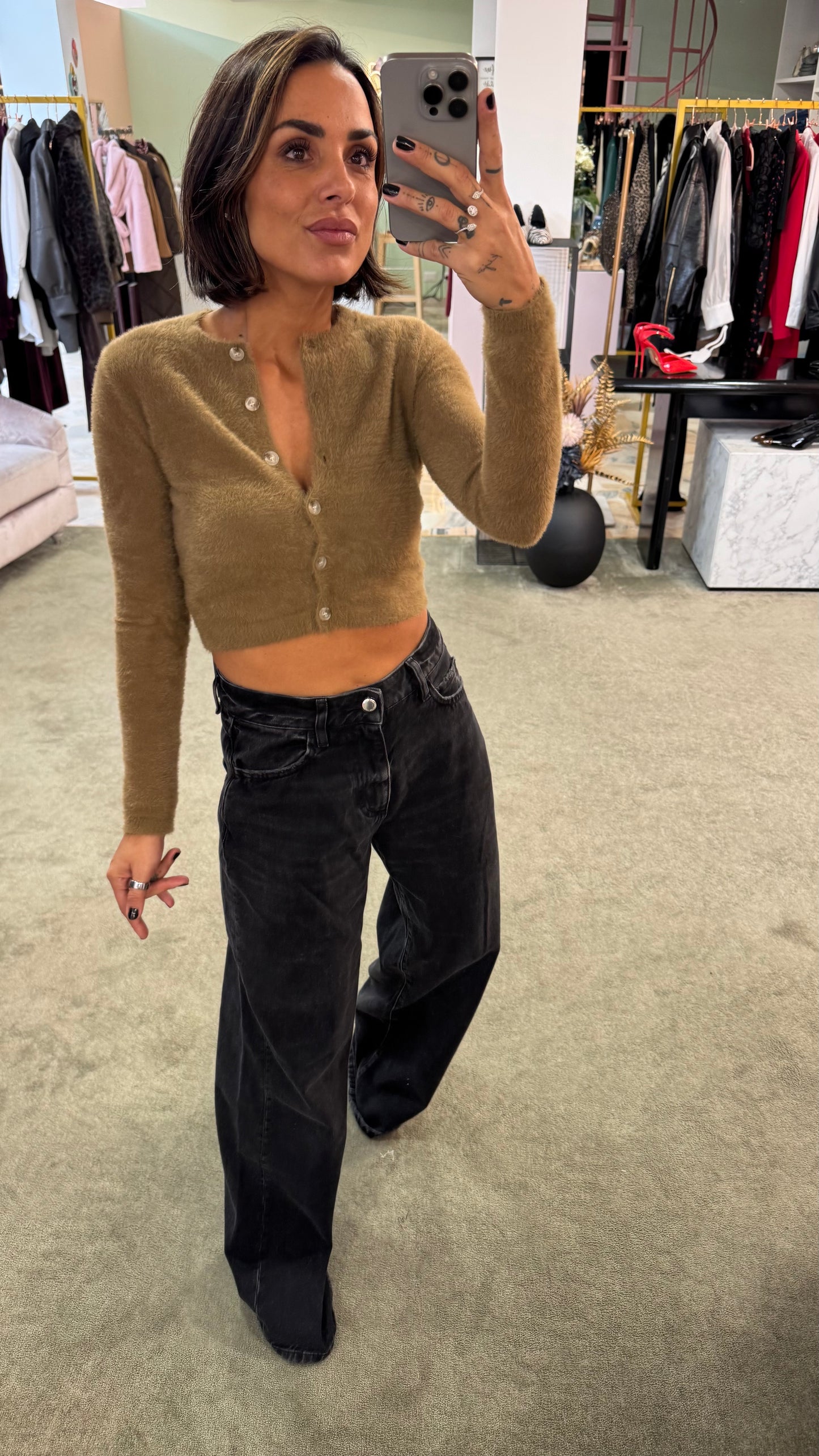 Cardigan teddy cammello crop gl