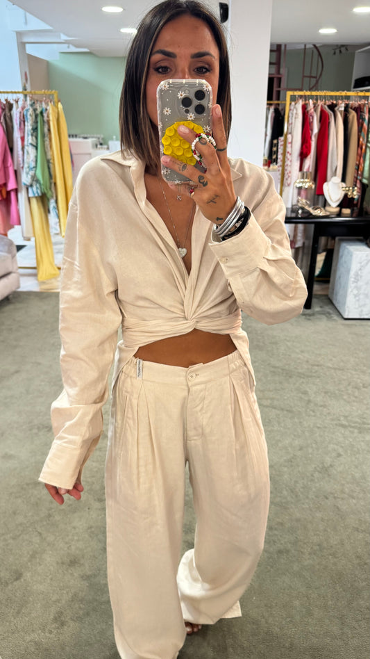 Camicia beige ecru con nodo hinnominate