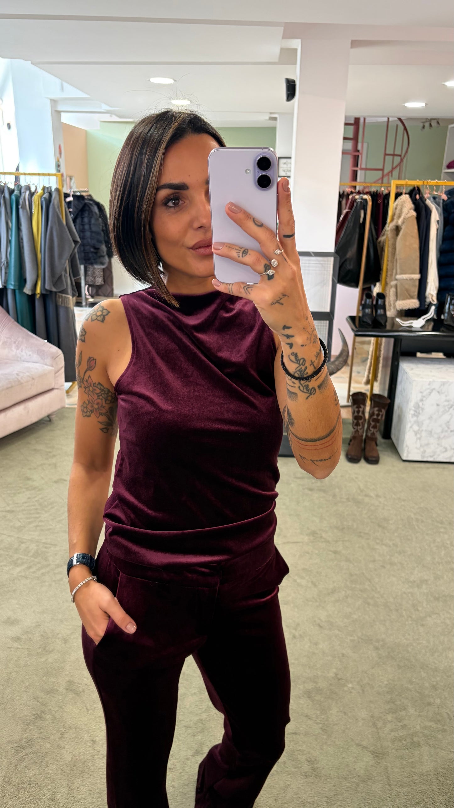 Canotta bordeaux in velluto Don't@Me