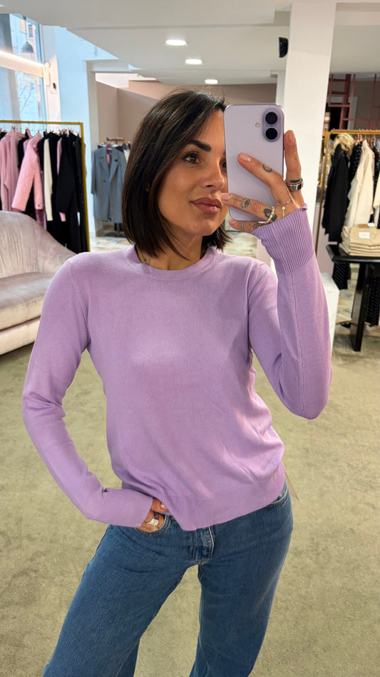 Maglioncino girocollo lilla in viscosa jx