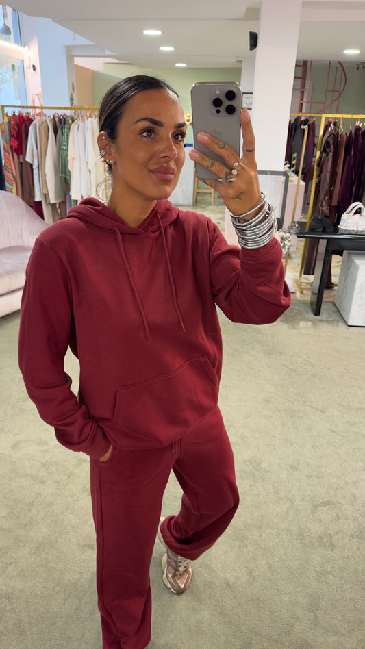 Felpa bordeaux con cappuccio jx