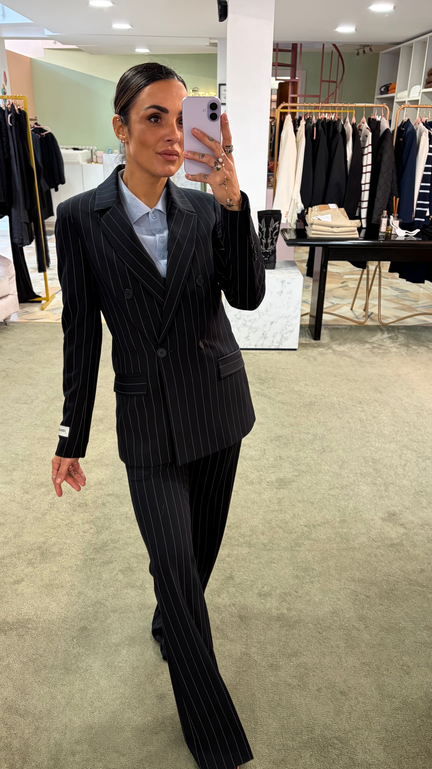 Blazer doppiopetto blu notte slim Hinnominate gessato