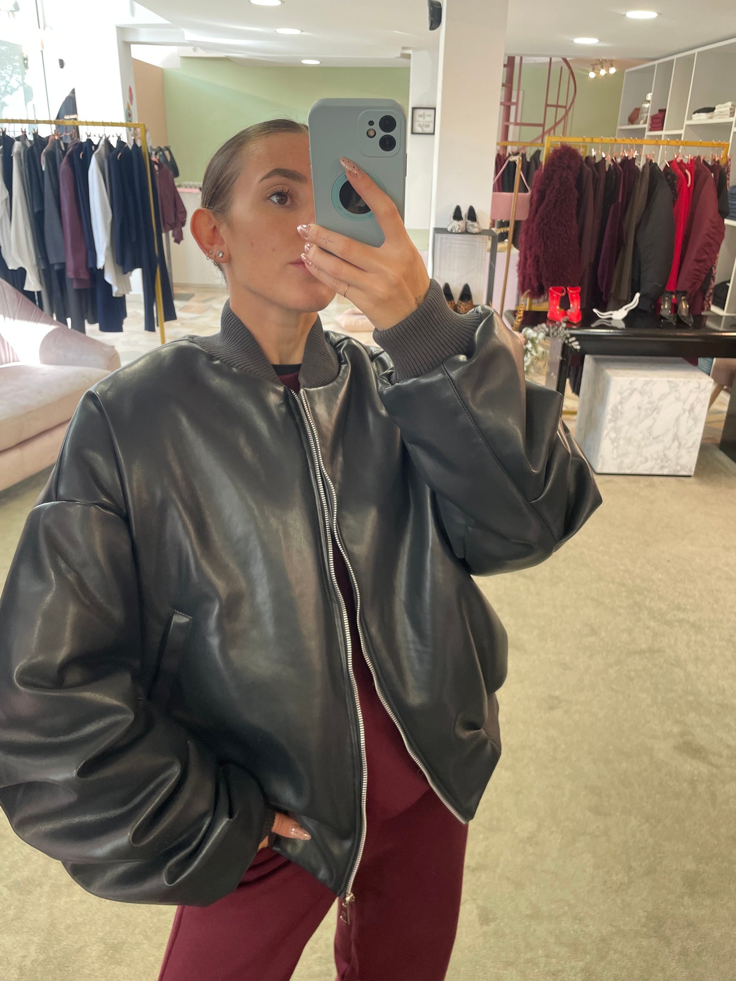 Bomber over grigio ecopelle ks