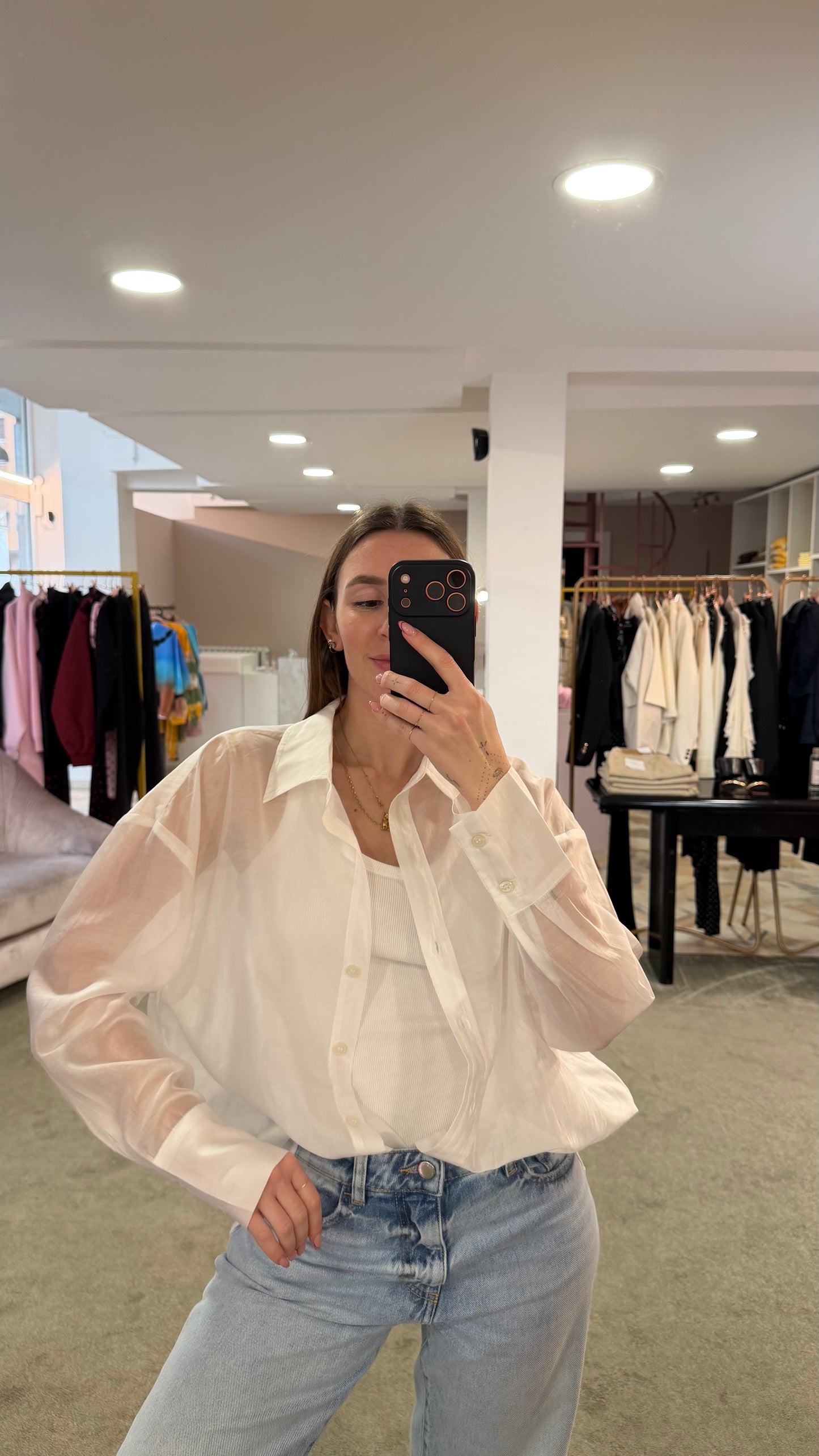 Camicia bianca over in tencel ay