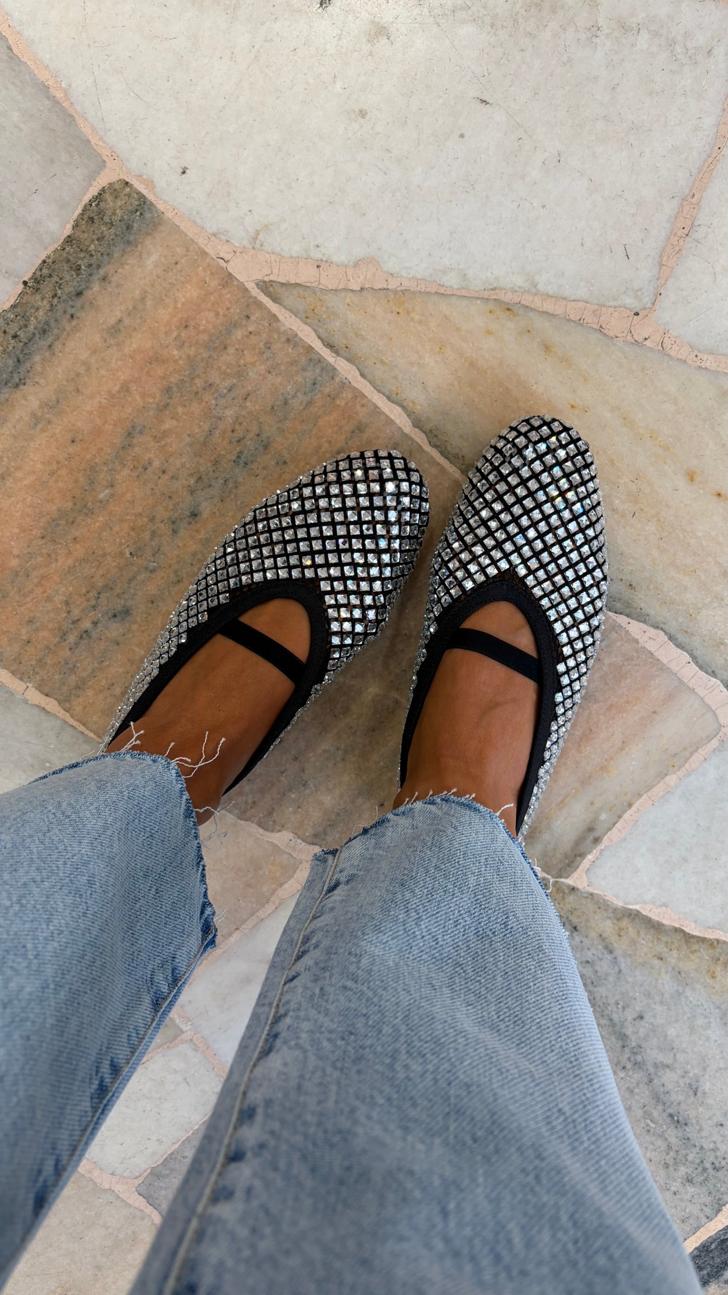 Ballerina nera in rete crystal