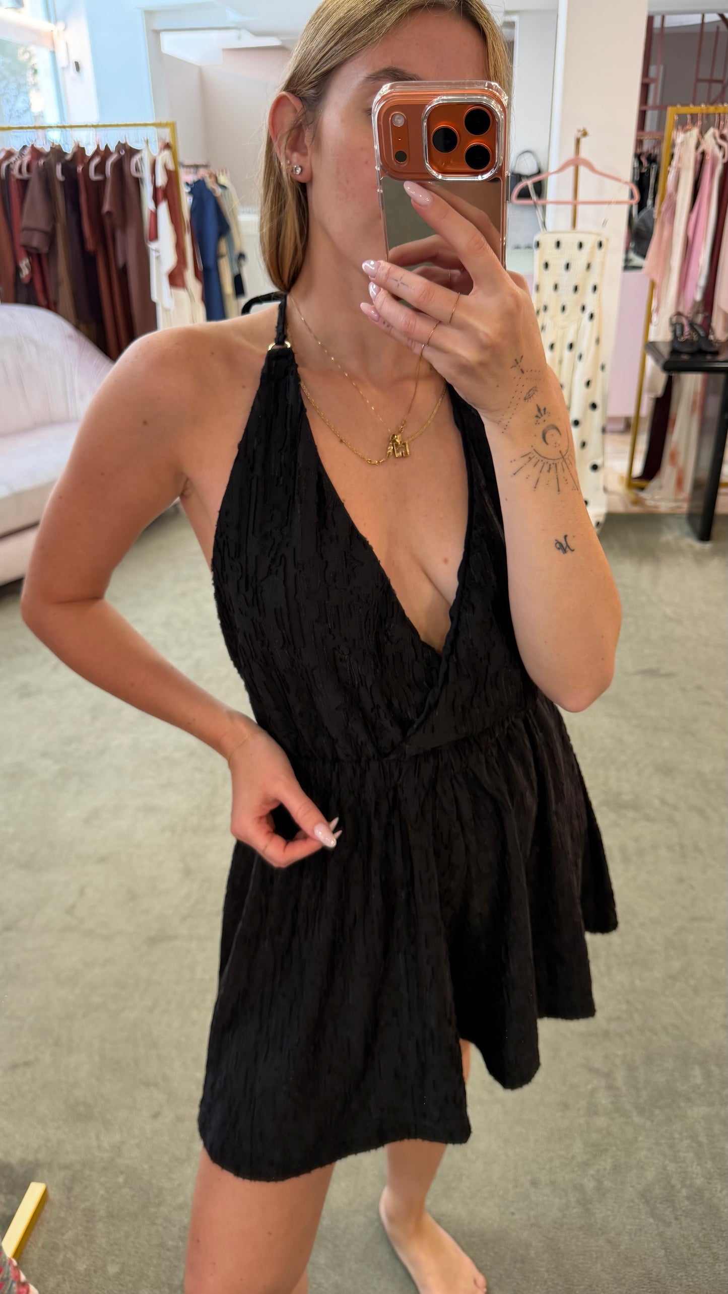 Jumpsuit nera in maglia devoree Cotazur