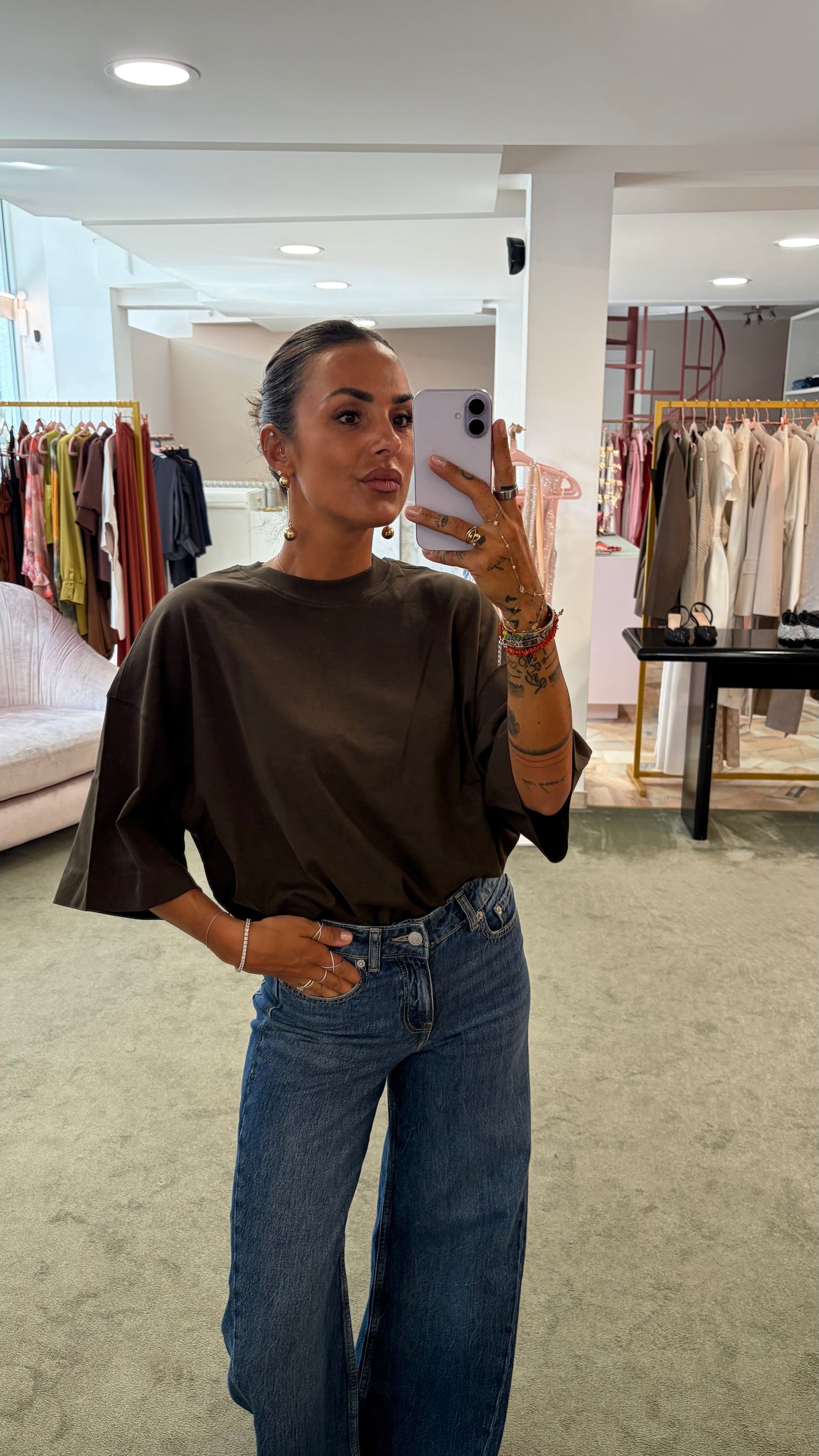 T-shirt marrone over sl