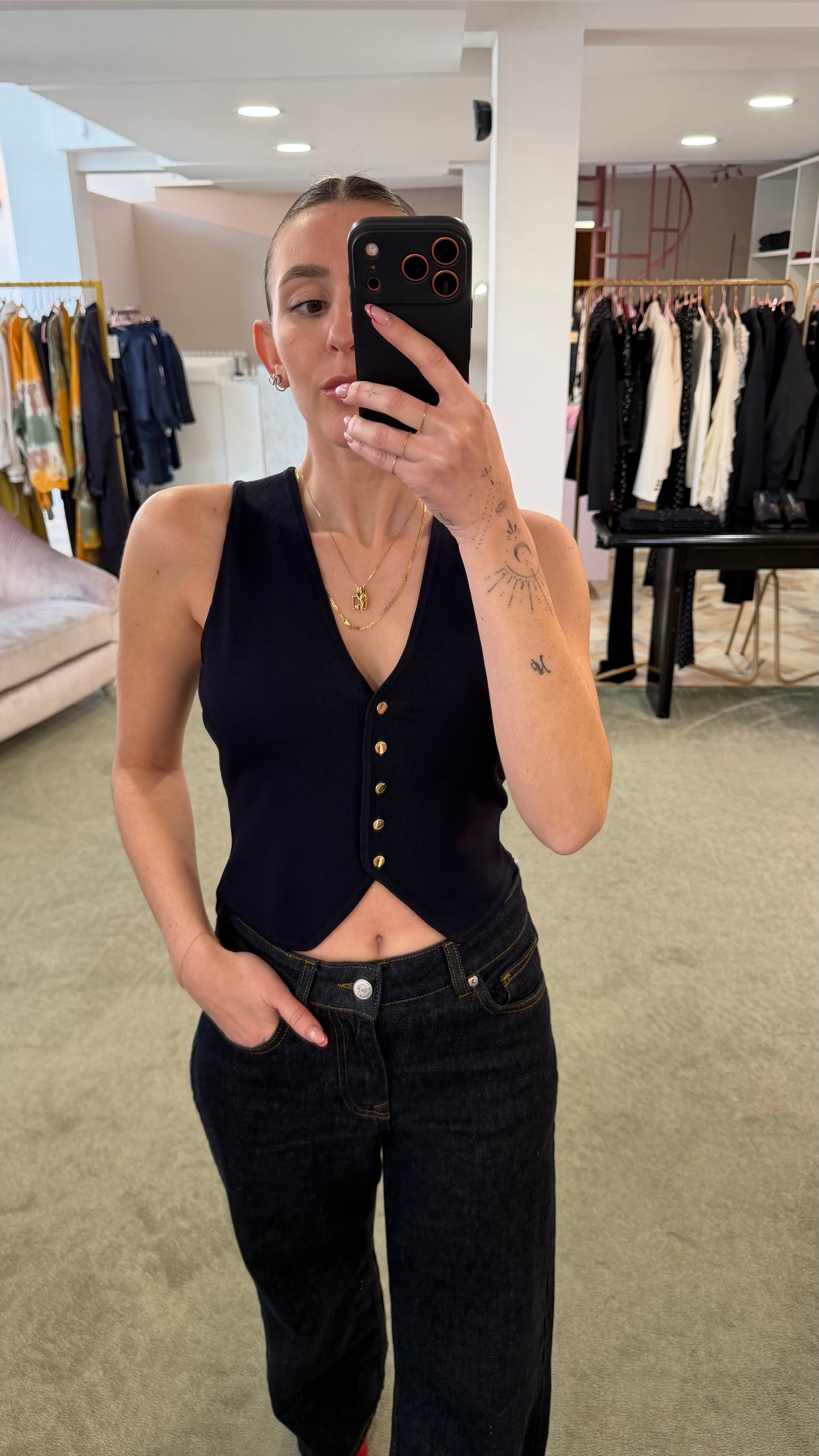 Gilet blu notte in viscosa fr