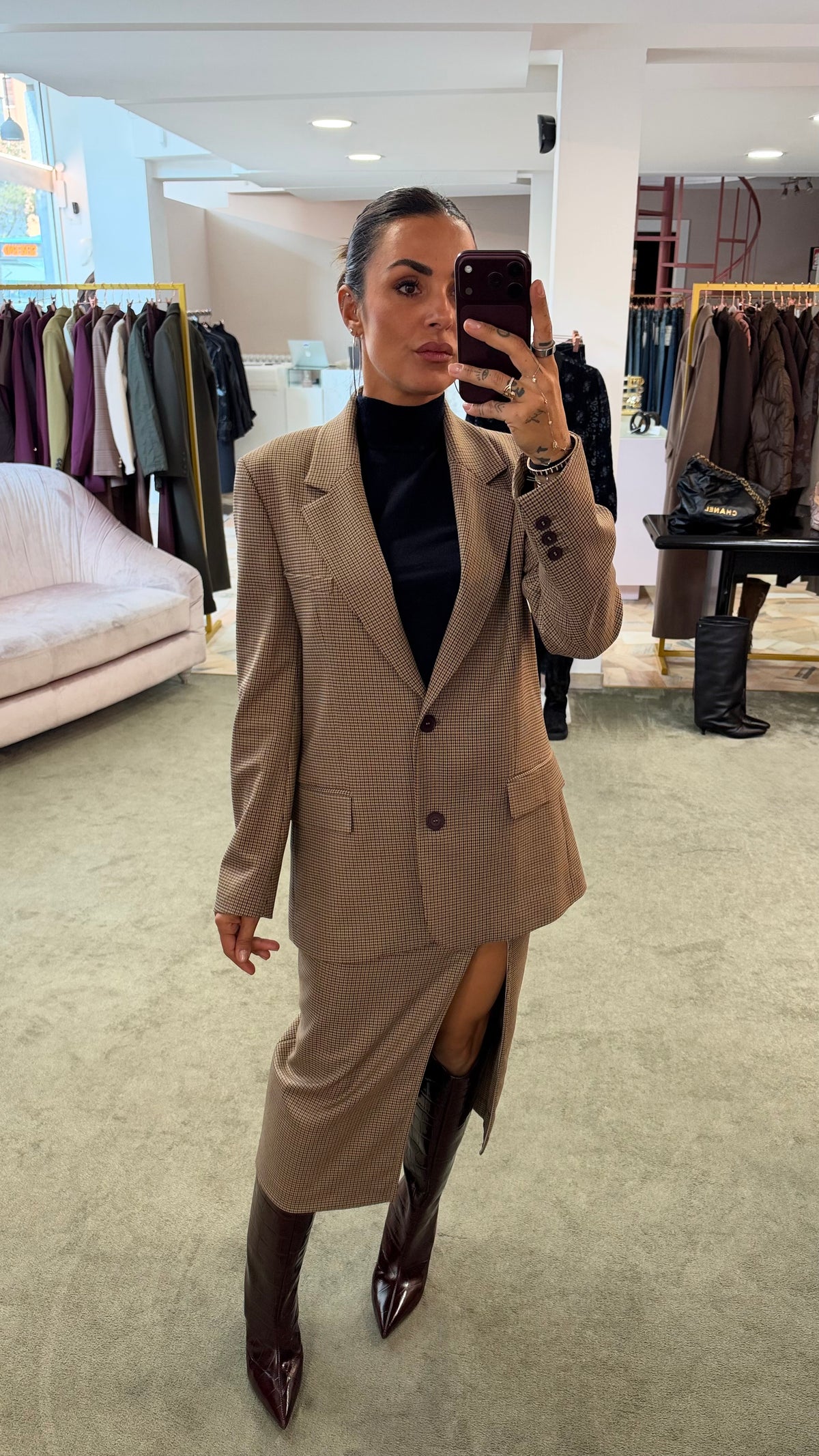 Blazer check marrone Mar de Margaritas monopetto