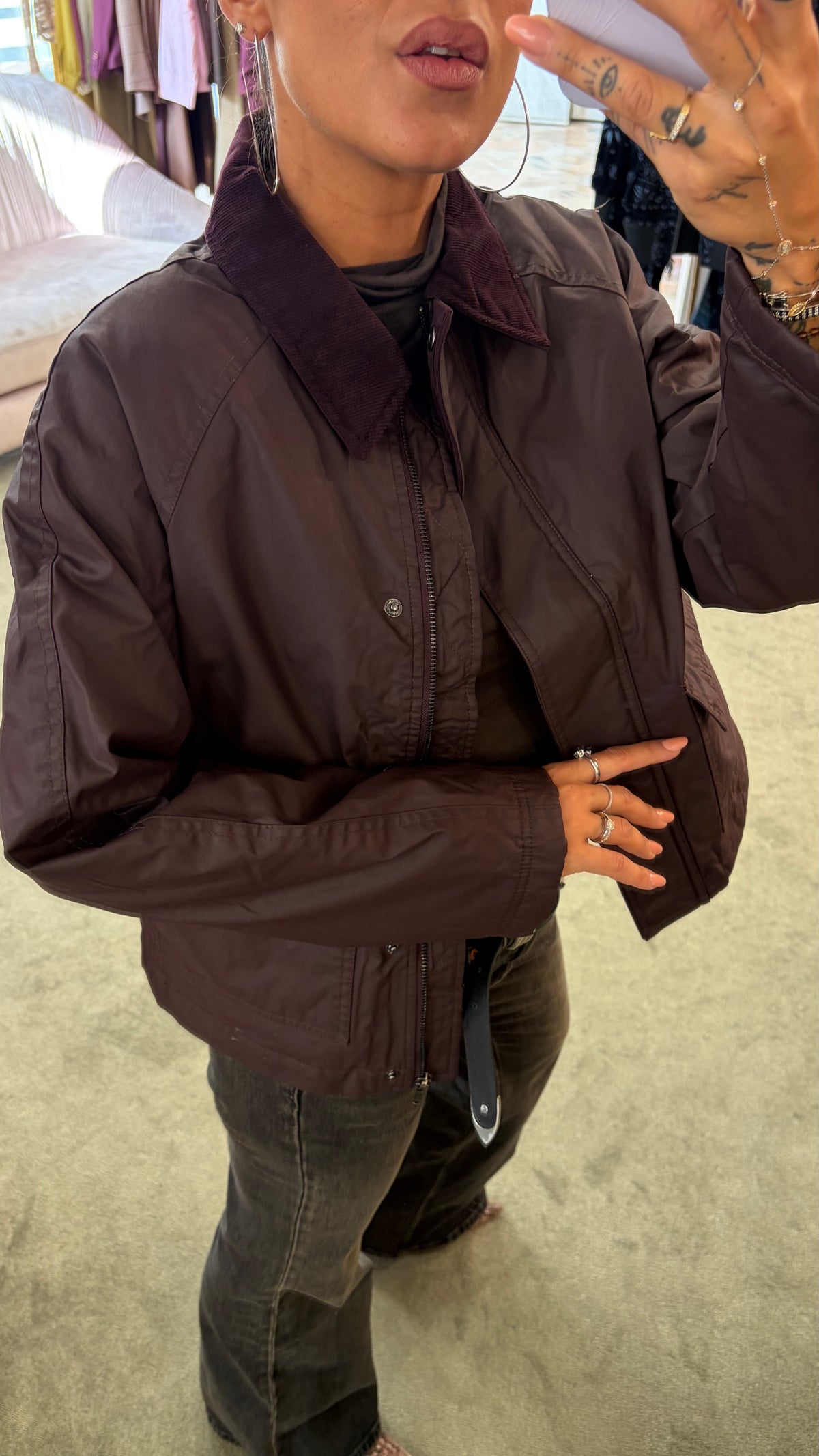 Giacca simil barbour bordeaux sy