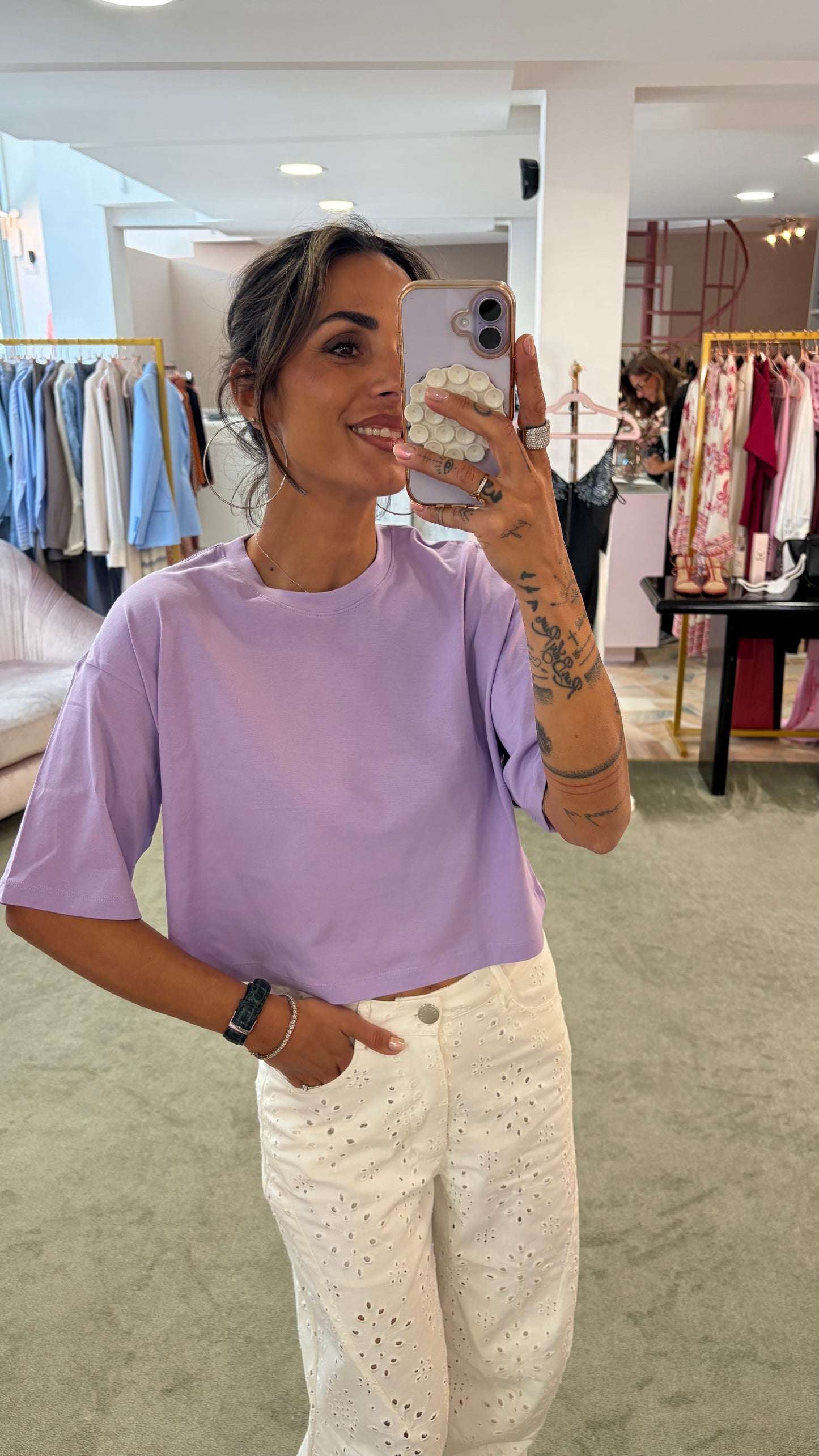 T-shirt crop lilla jx