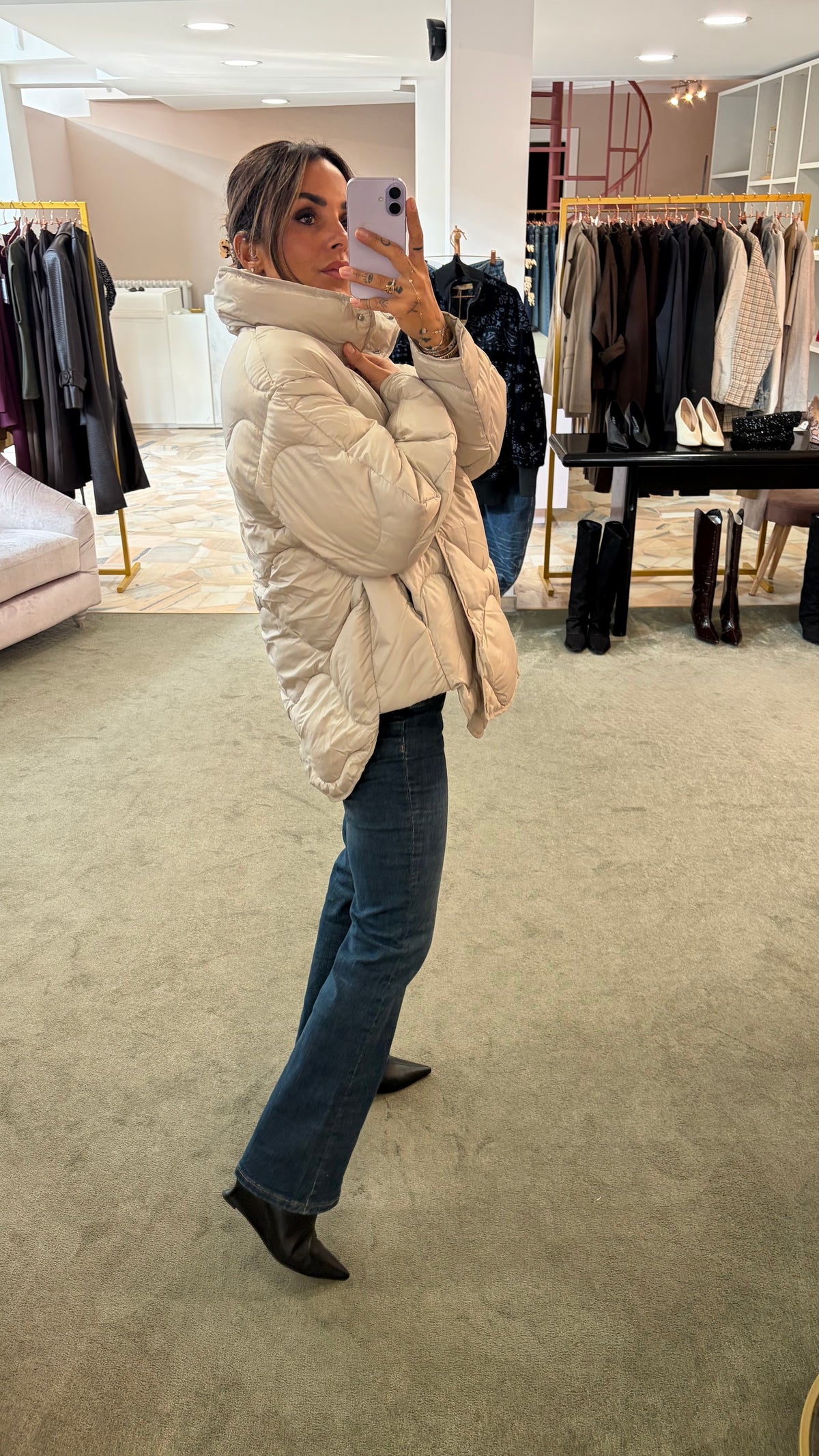 Piumino stella beige trapuntato jx