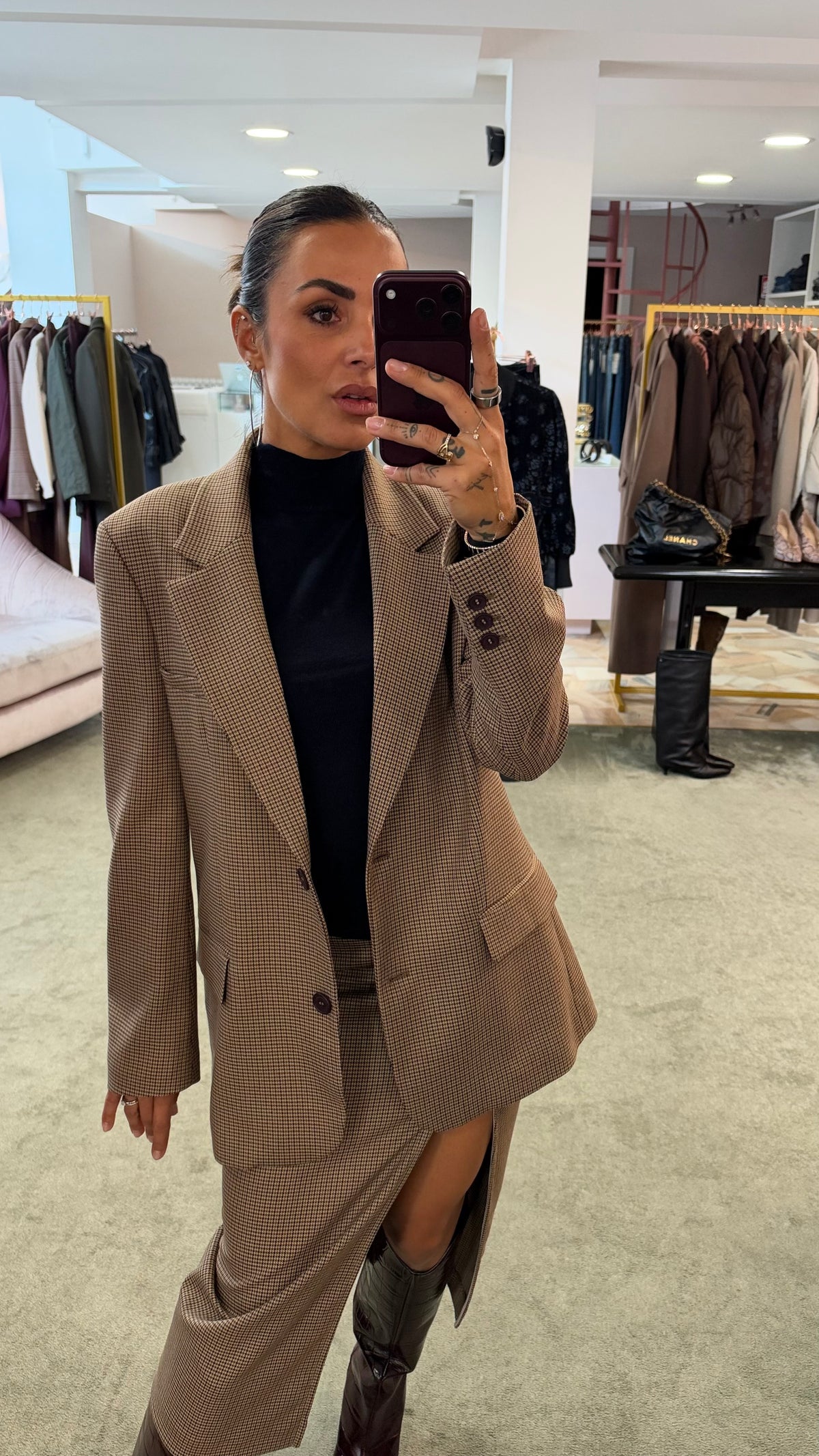 Blazer check marrone Mar de Margaritas monopetto