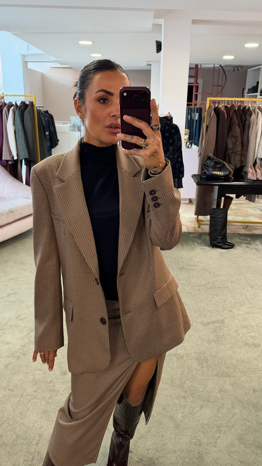 Blazer check marrone Mar de Margaritas monopetto