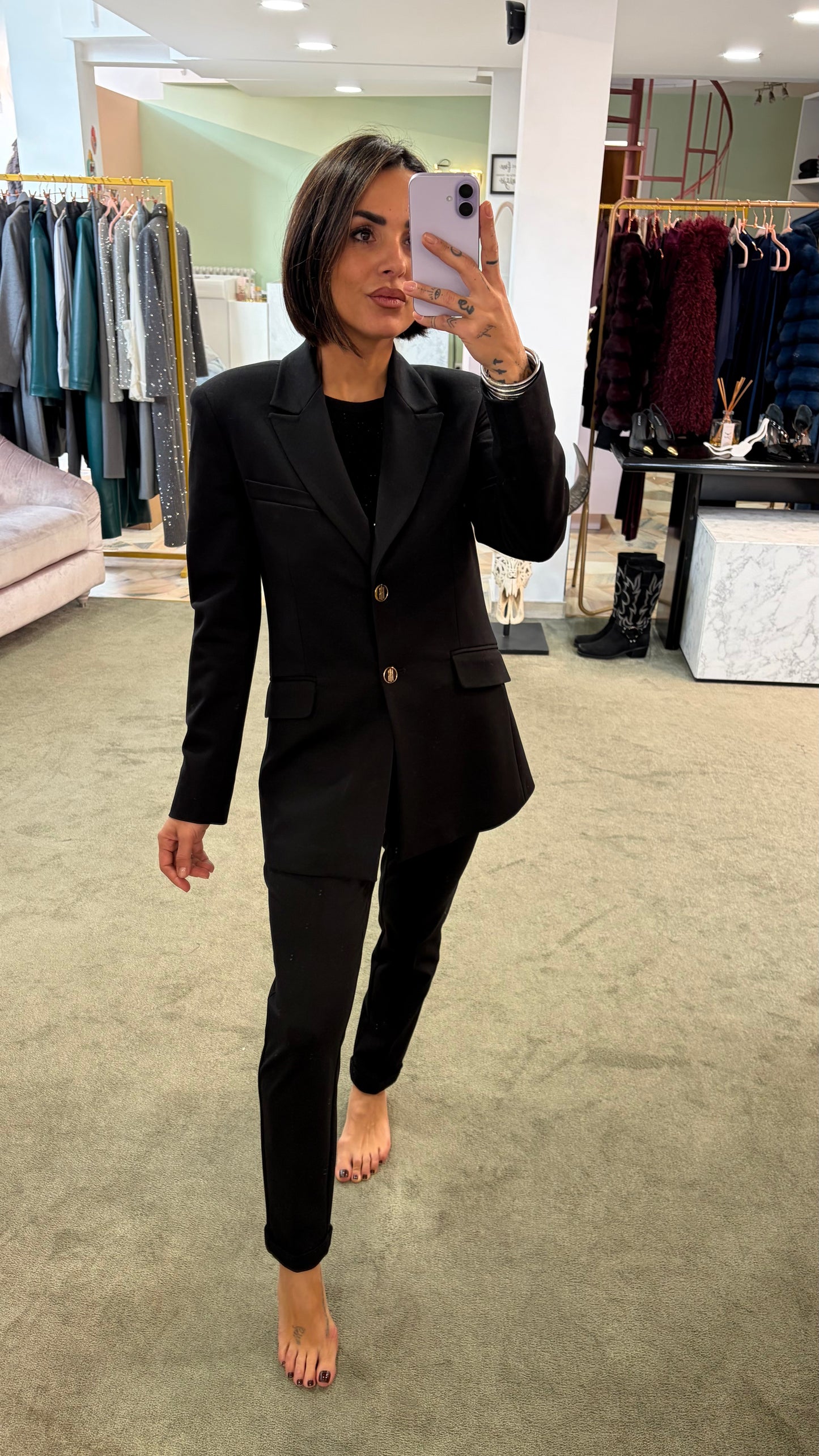 Blazer nero lungo slim punto milano  fr