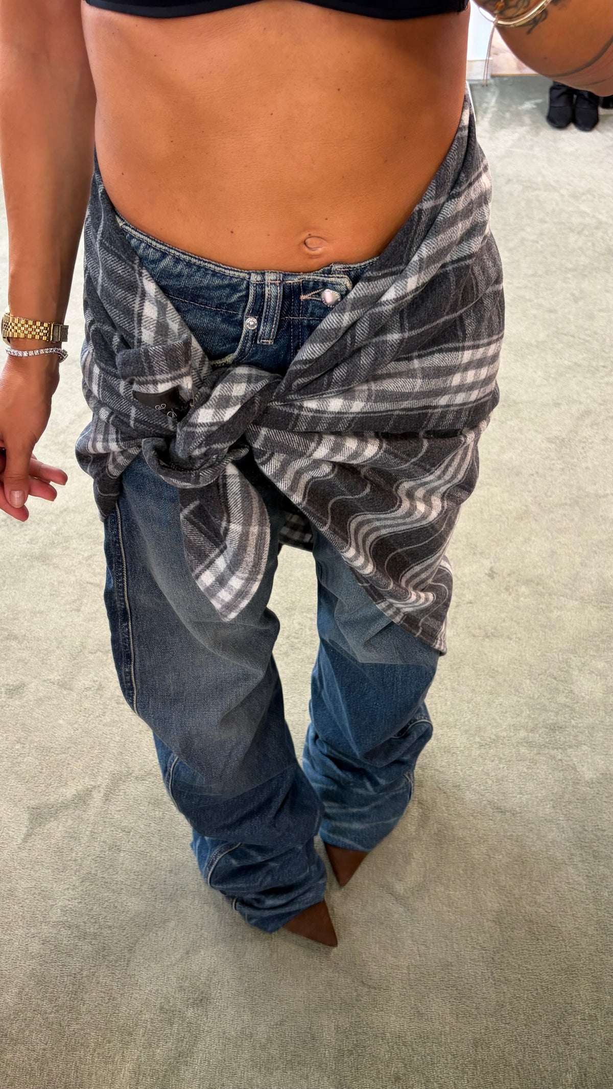 Sciarpa check grigia Icon Denim