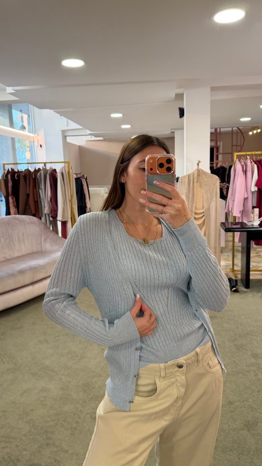 Cardigan azzurro lurex glp