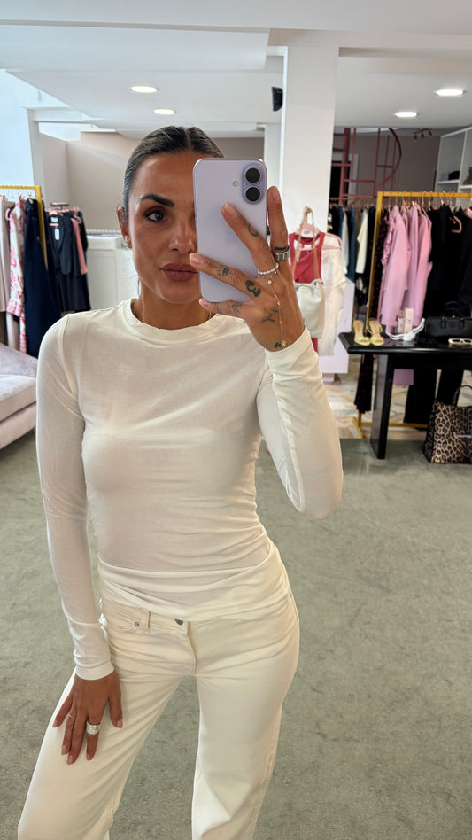 Maglia kim bianco maniche lunghe in tencel sl