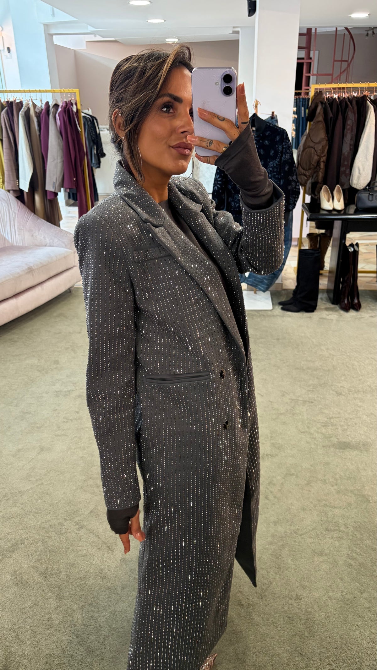Cappotto lungo grigio cristalli tw