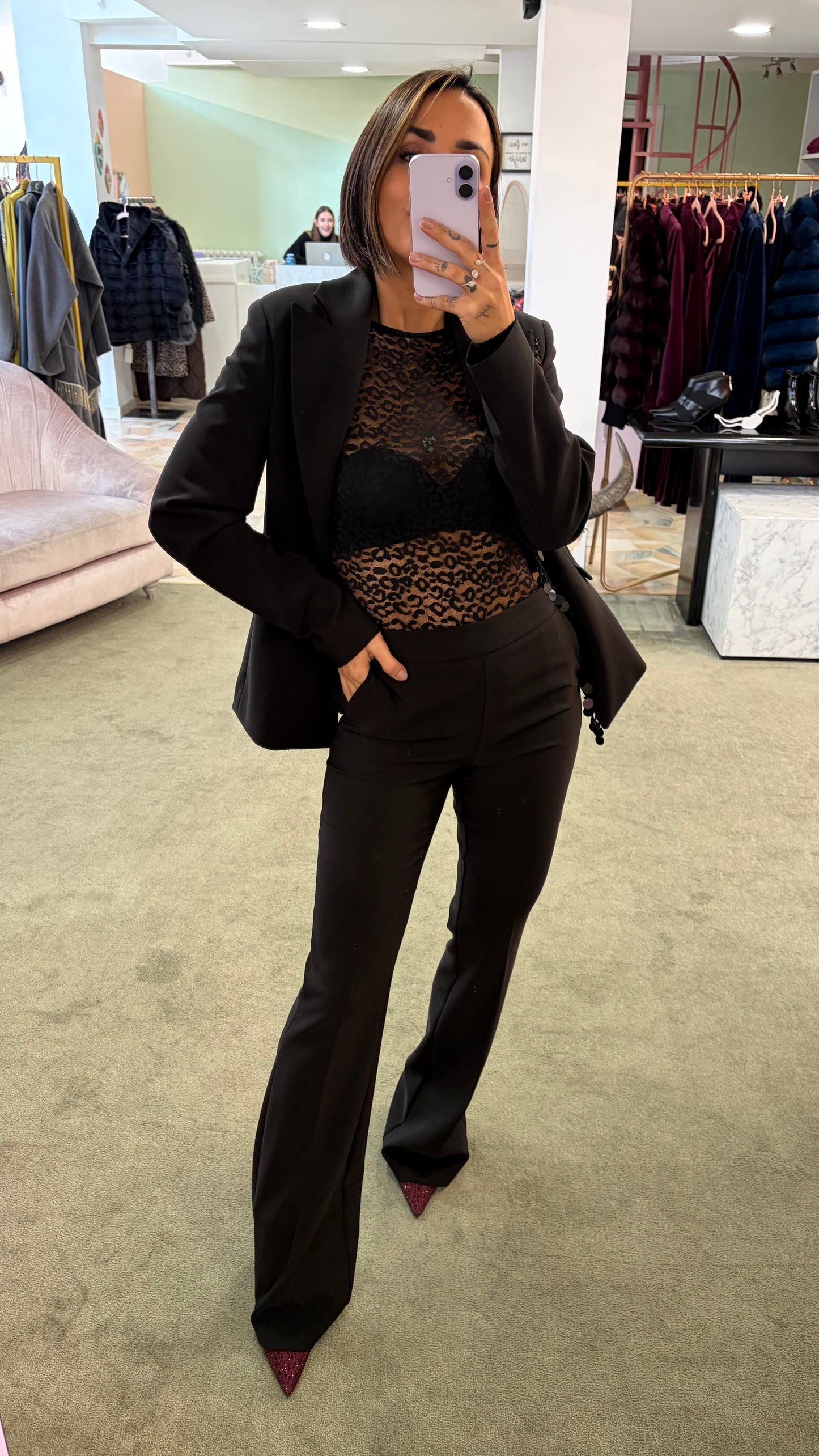 Pantaloni neri zampa fr