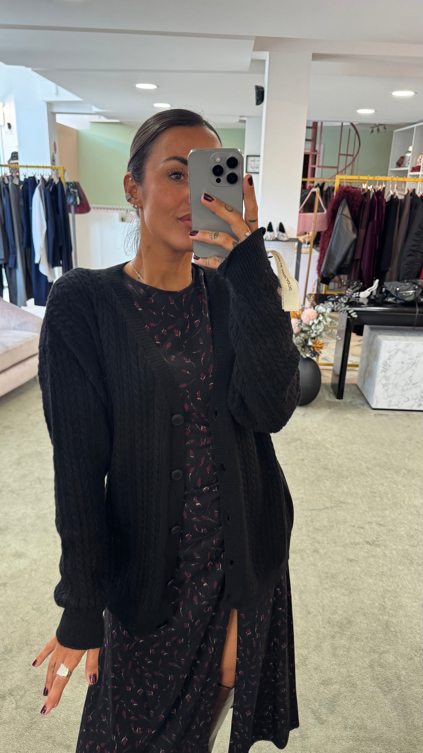 Cardigan a trecce MAR DE MARGARITAS nero